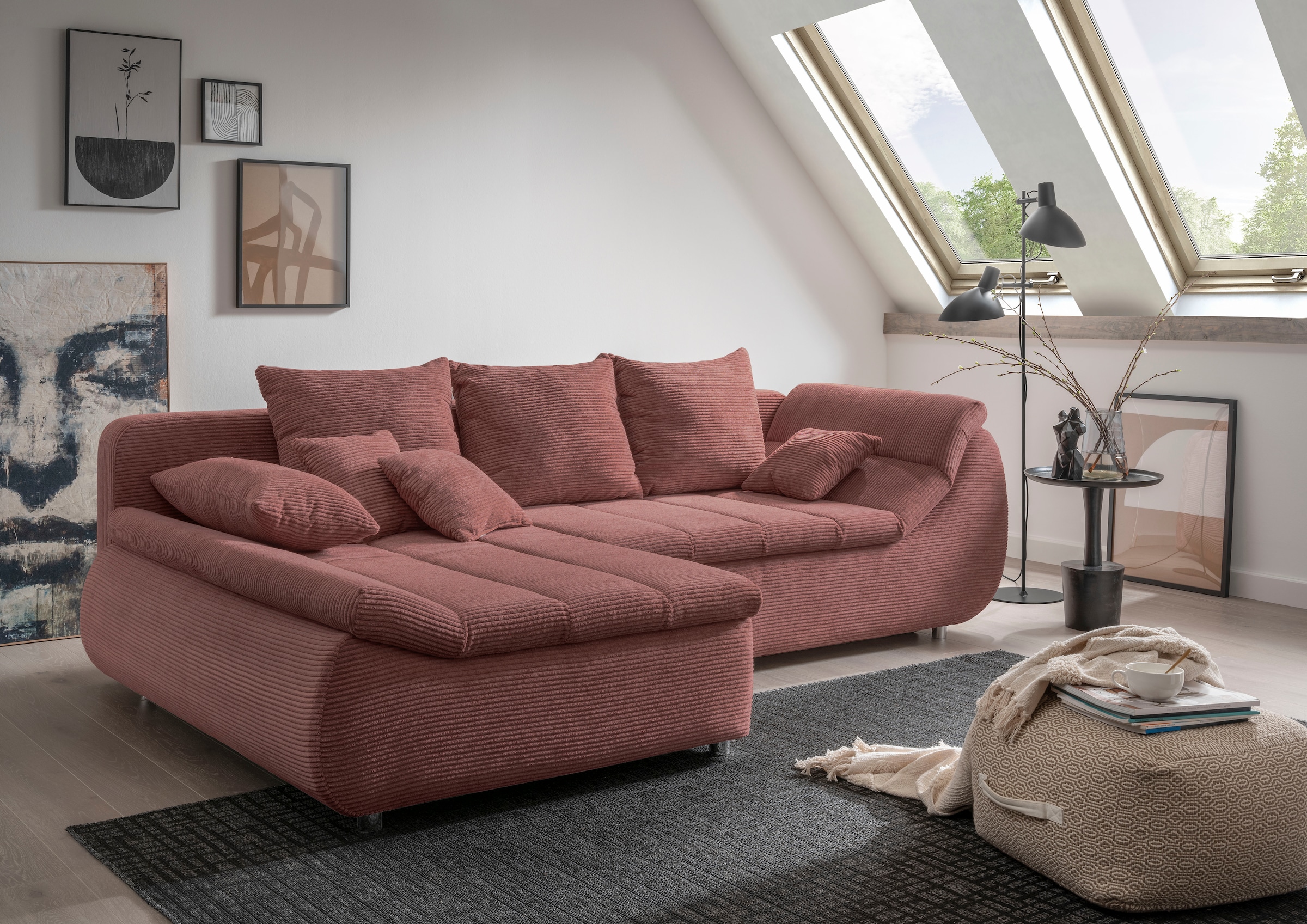 INOSIGN Ecksofa »Imola L-Form«, wahlweise mit Bettfunktion