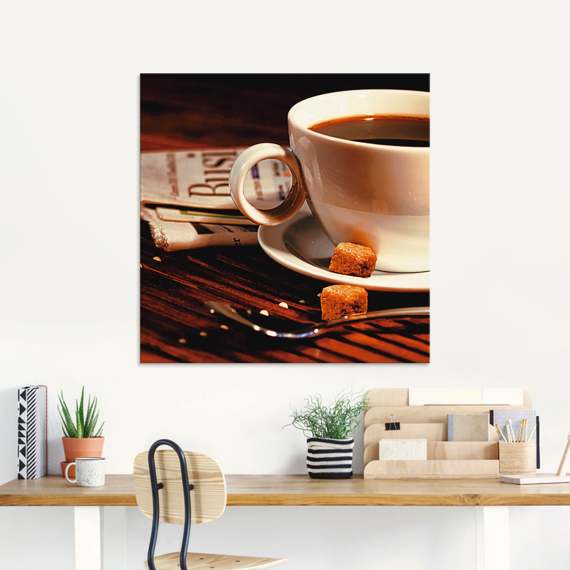 Artland Glasbild »Kaffeetasse und Zeitung«, Getränke, (1 St.), in verschiedenen Grössen