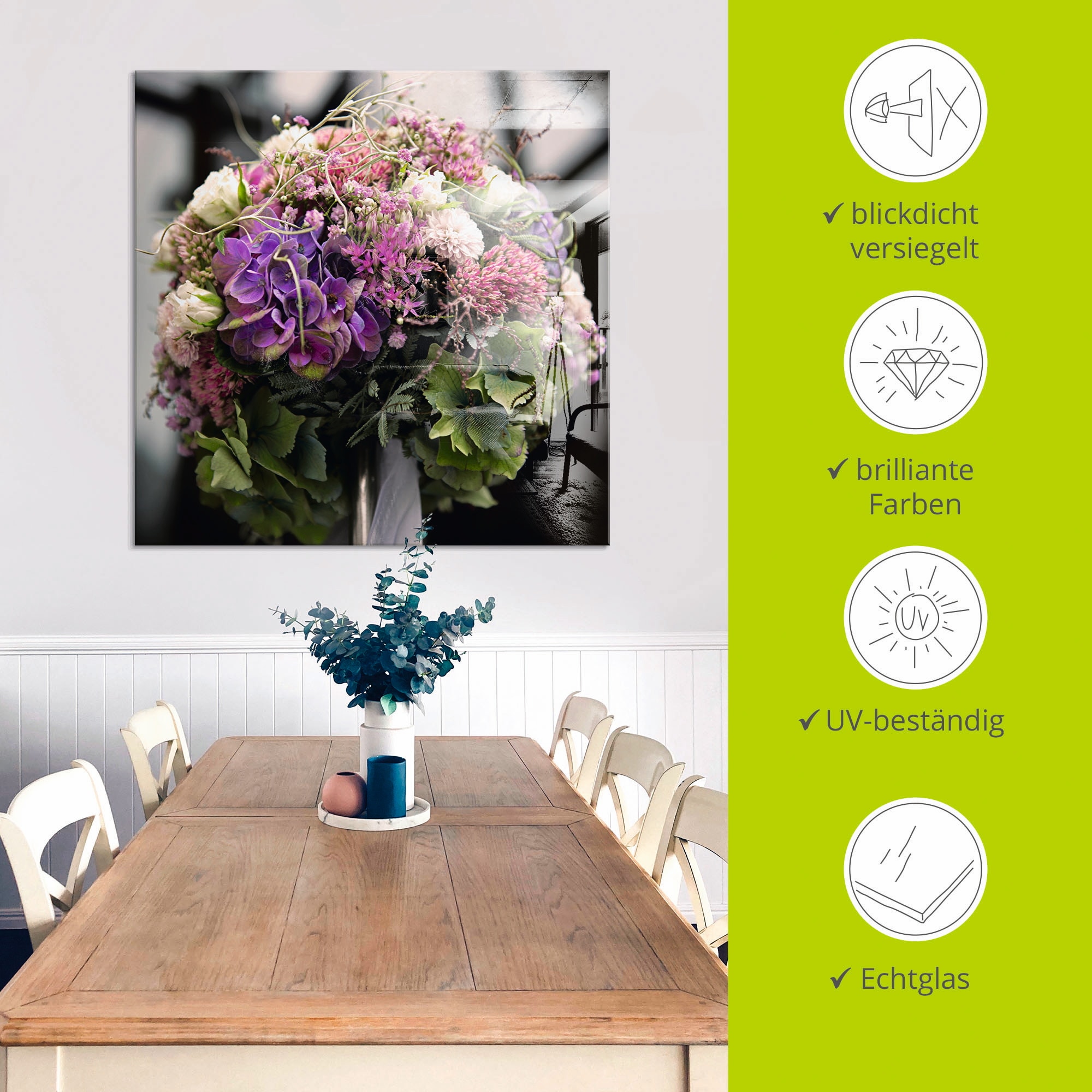 Artland Glasbild »Blumenkugel«, Blumen, (1 St.), in verschiedenen Grössen