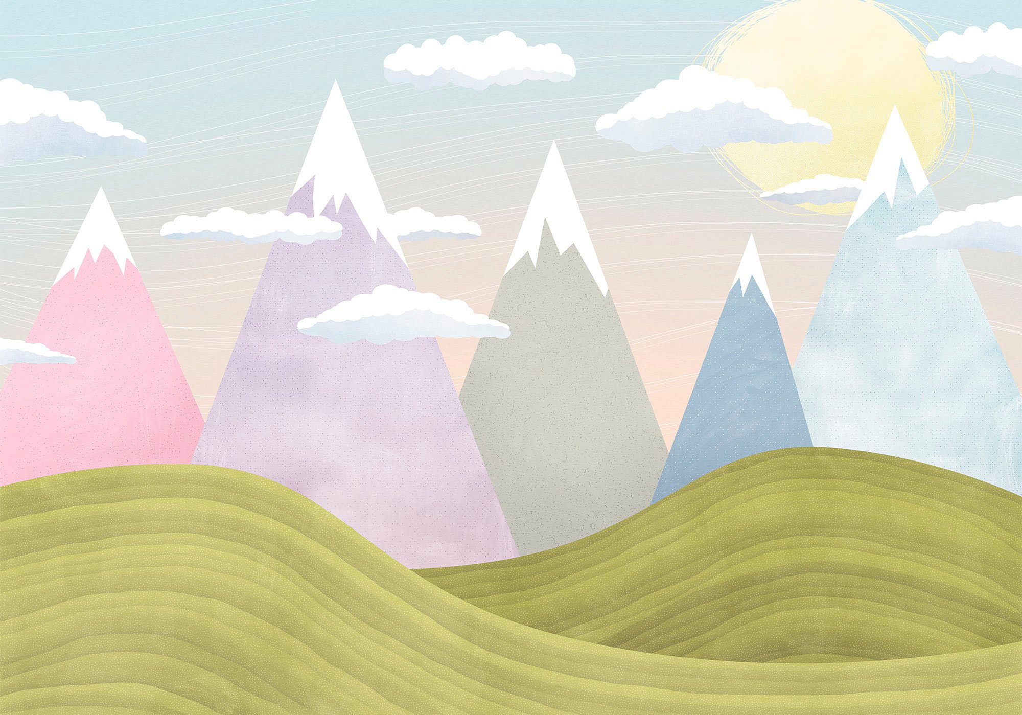 Komar Vliestapete "Digitaldruck Vlies - Hilltops - Grösse 400 x 280 cm" bedruckt glatt Kinderzimmer