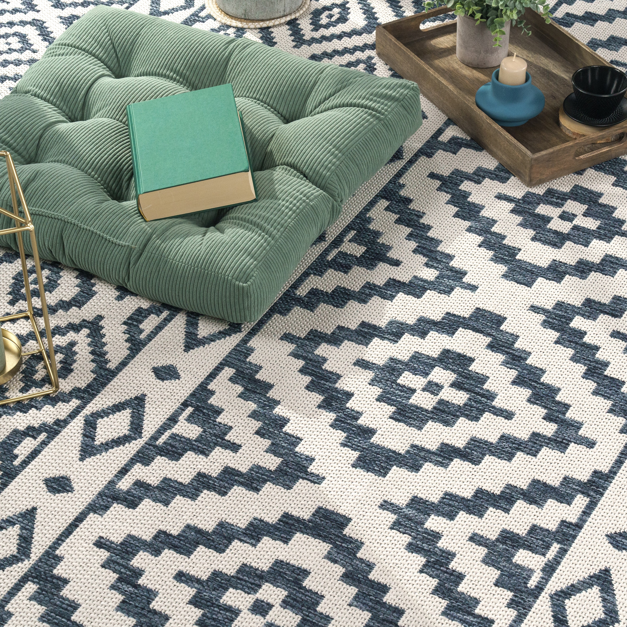 Paco Home Teppich »Coco 201«, rechteckig, 4 mm Höhe, Flachgewebe, Rauten Design, In- und Outdoor geeignet, Wohnzimmer
