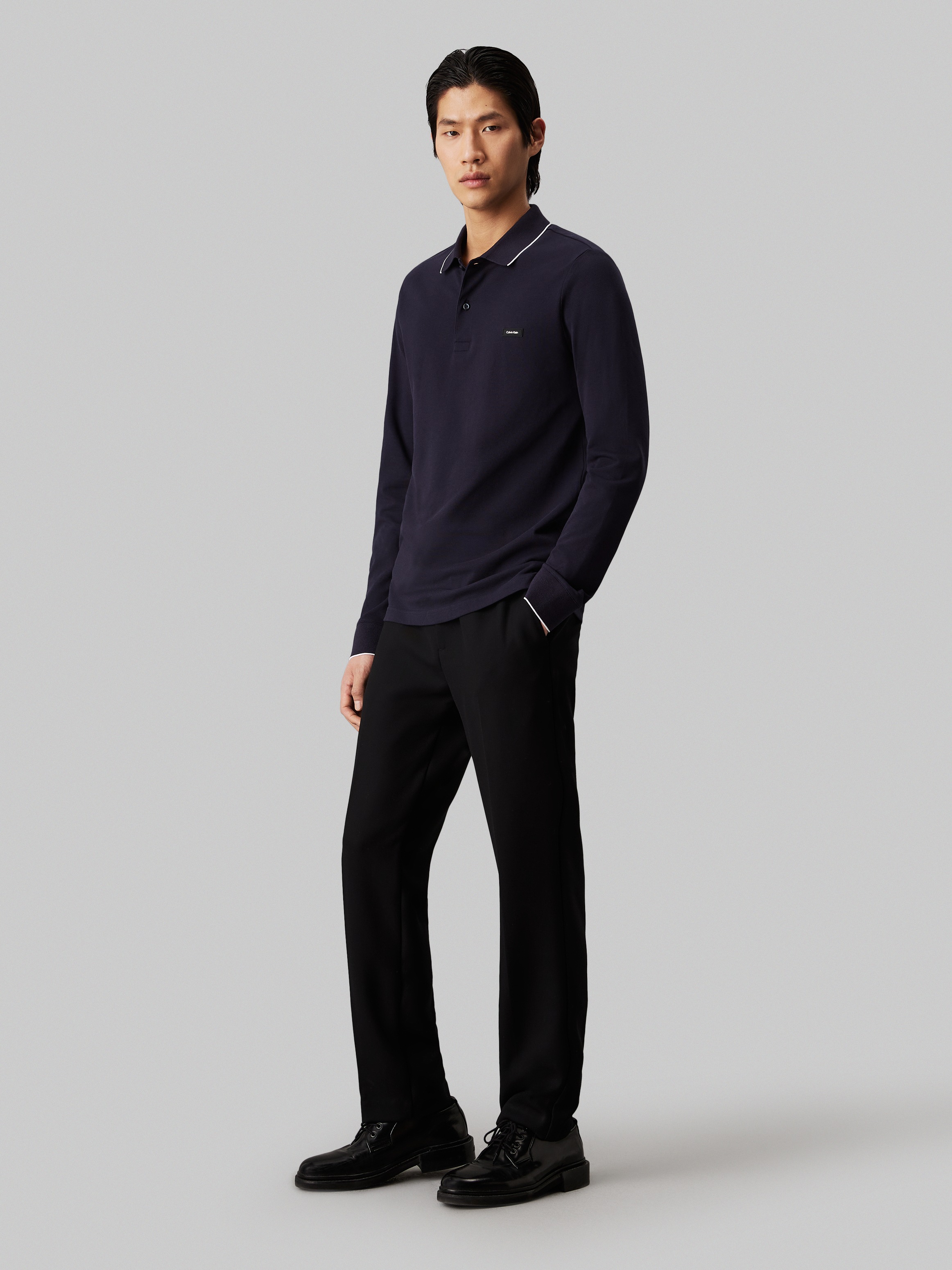 Calvin Klein Poloshirt »STRETCH PIQUE TIPPING LS POLO«