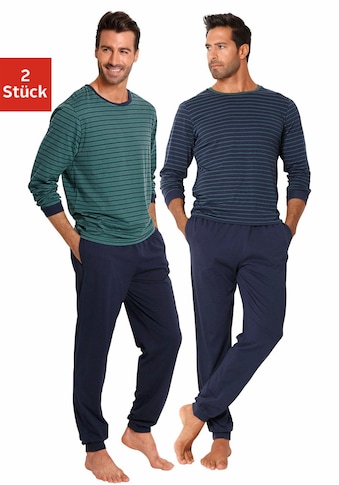 le jogger® Pyjama, (Packung, 4 tlg., 2 Stück), lang im Streifendesign kaufen