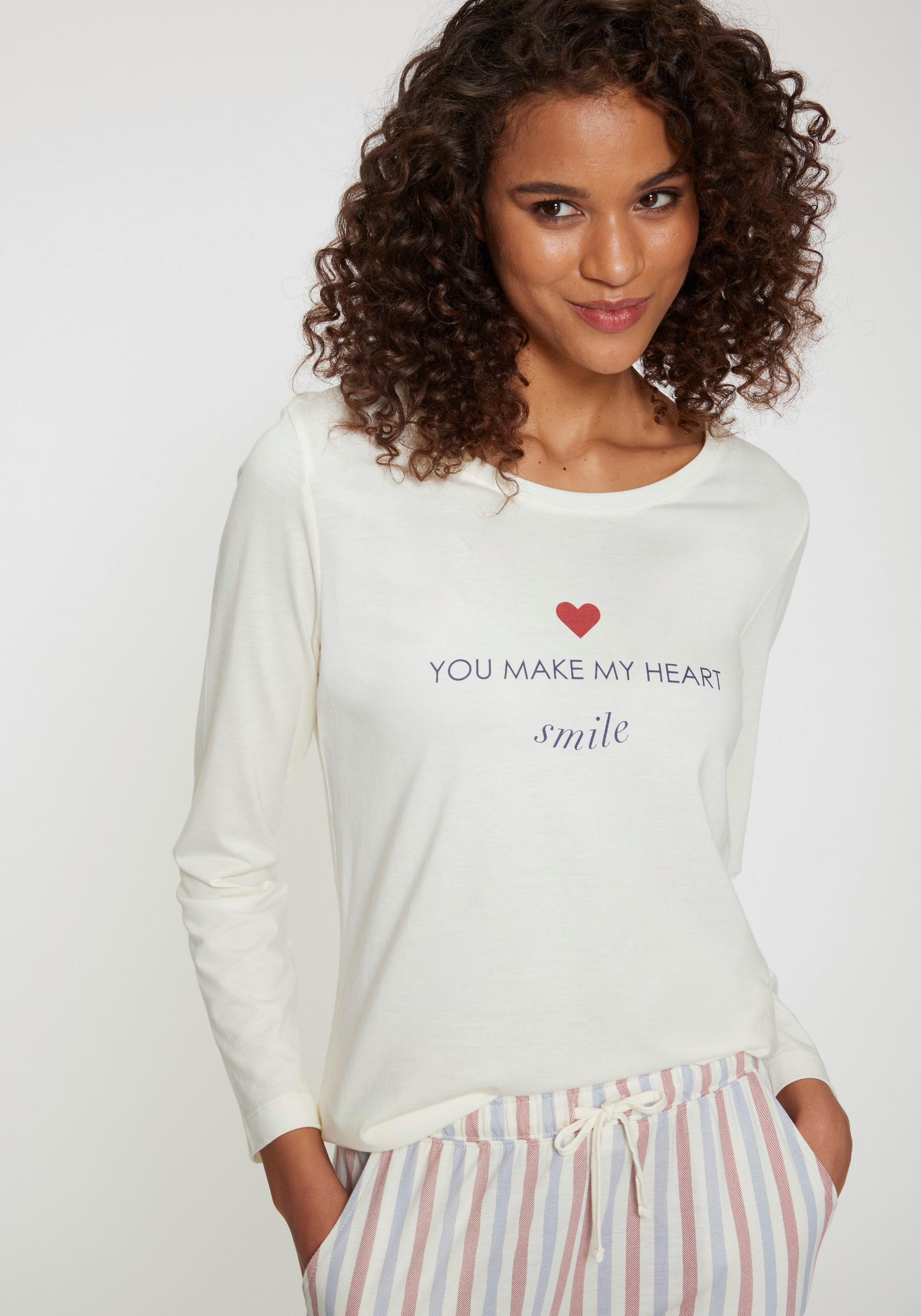 Vivance Dreams Pyjama, (2 tlg.), mit süssem Schrift-Aufdruck