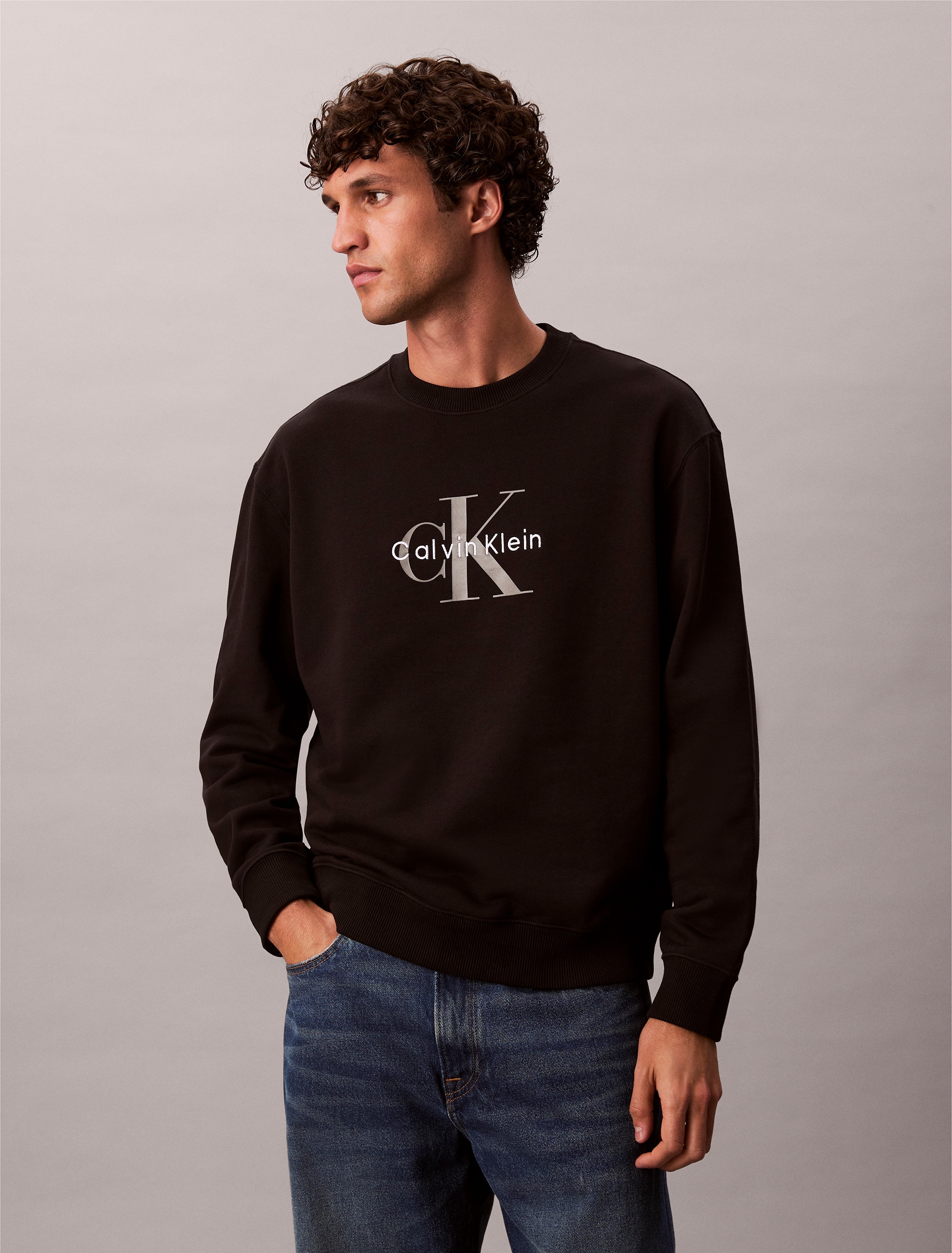 Calvin Klein Jeans Sweatshirt »LS EU 350TERRY MONOLOGO CN SWTSH«, Rundhalsausschnitt, regular fit