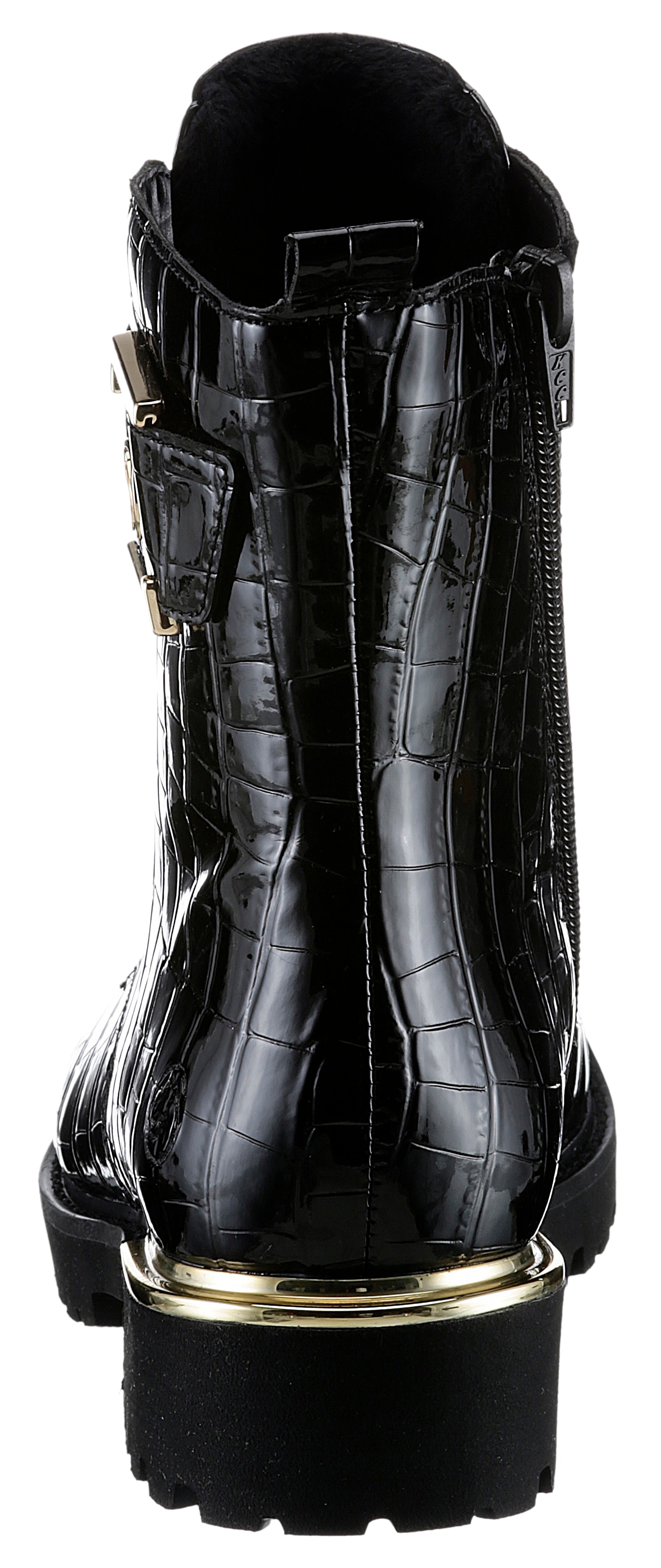 Remonte Schnürstiefelette, Blockabsatz, Schnürboots im Kroko-Look, Innenreissverschluss