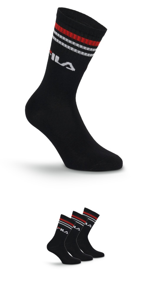 Fila Socken 3 Paar, breites Rippenbündchen, Logoschriftzug, Cotton-Mix
