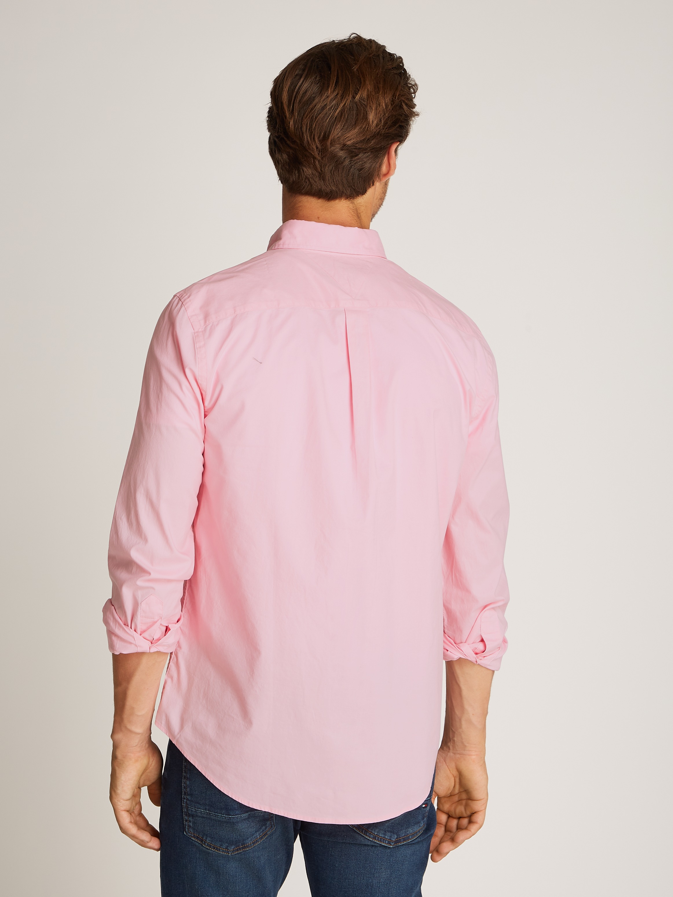 Tommy Hilfiger Businesshemd »FLEX POPLIN SOLID RF SHIRT mit Button-down und Rückenfalte«, unifarben, klassisch, regular fit, Baumwolle, Kragen