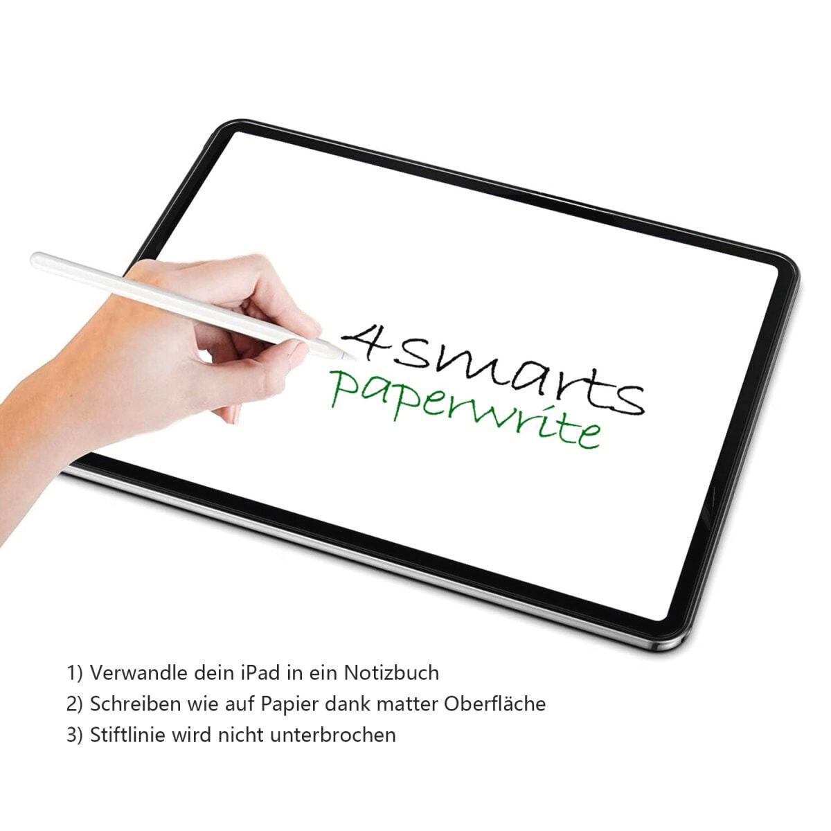 4smarts Displayschutzfolie »Paperwrite Screen Protector«, für Apple iPad Pro 11 (M4, 2024), Papierhaptik, Schutzfolie, Bildschirmschutz, kratz- & stossfest