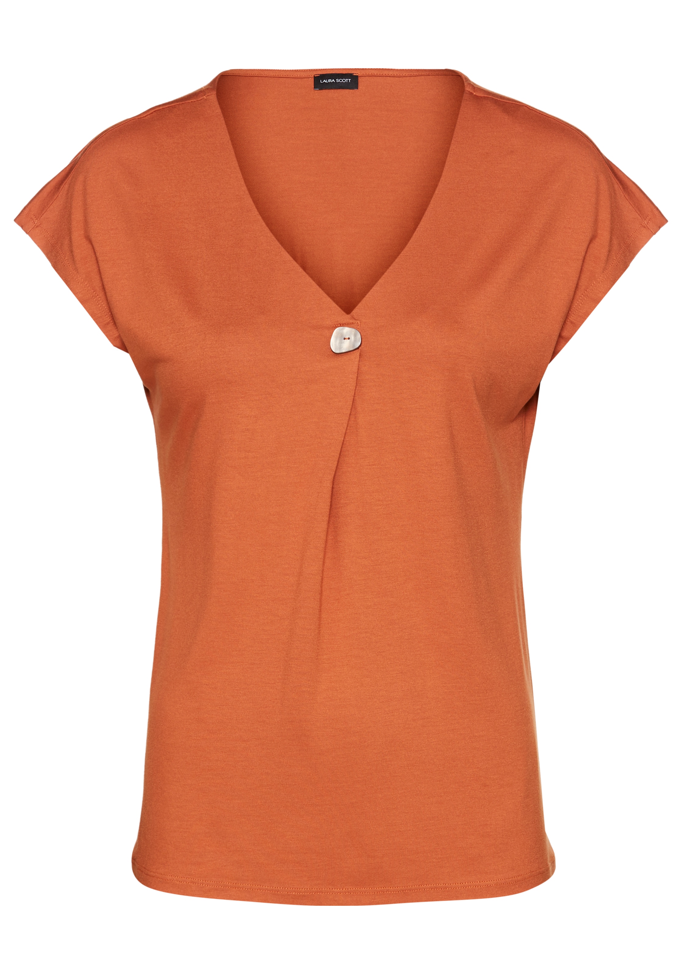 Laura Scott Kurzarmshirt, mit schmückendem Knopf in Perlmutt-Optik - NEUE KOLLEKTION