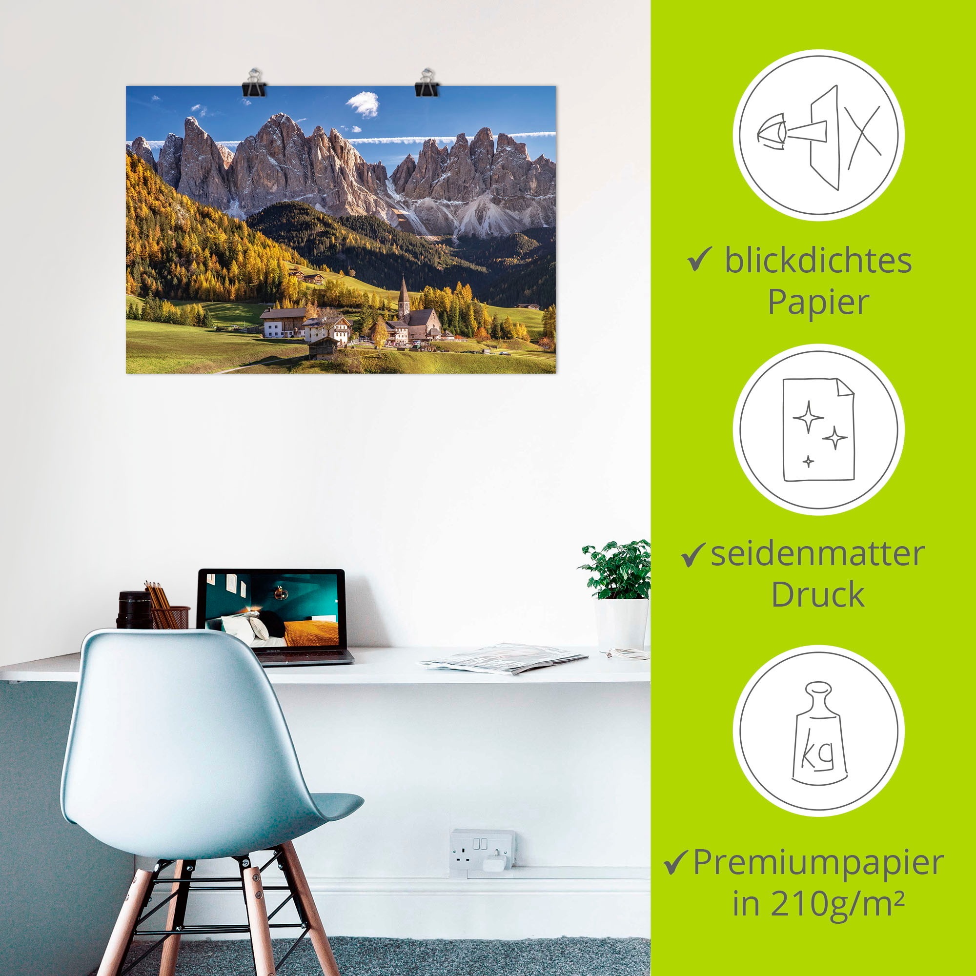 Artland Wandbild »Herbst in Südtirol«, Berge & Alpenbilder, (1 St.), als Leinwandbild, Poster in verschied. Grössen