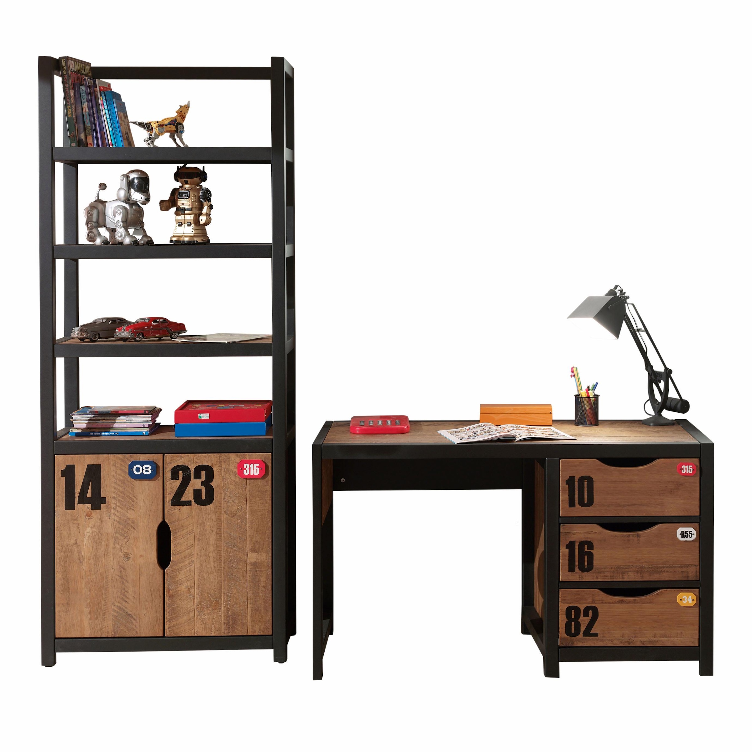 Vipack Kinderregal »Alex«, (Made in Europe), Standregal aus teilmassiver Kiefer und MDF