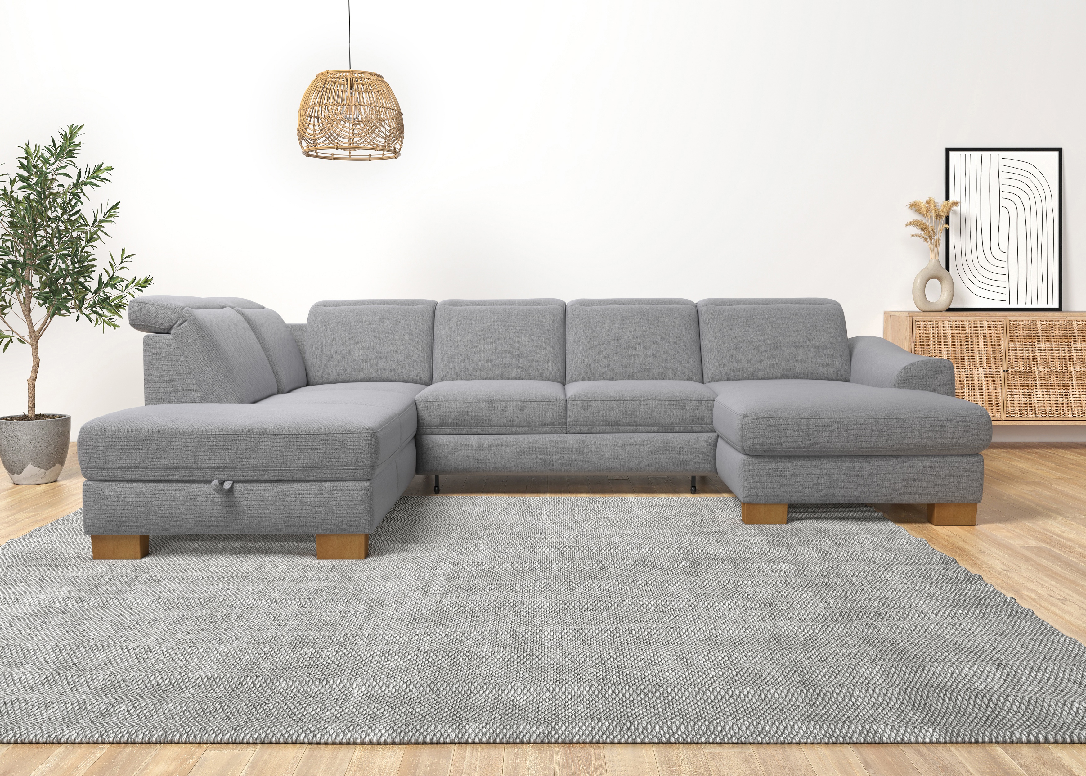 Home affaire Wohnlandschaft "Dundee U-Form" wahlweise mit Kopfteilverstellung und zusätzlich mit Bettfunktion