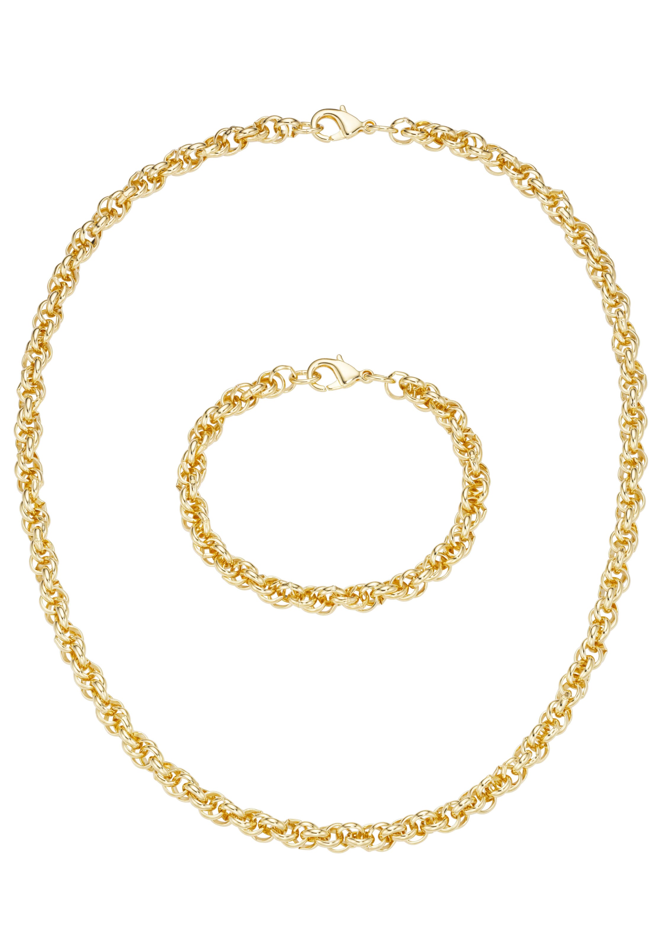 Firetti Schmuckset »Multipack Schmuck Geschenk Halskette Armkette«, (Set, 2 tlg.), Dreifache Erbskettengliederung, ca. 6,8 mm breit