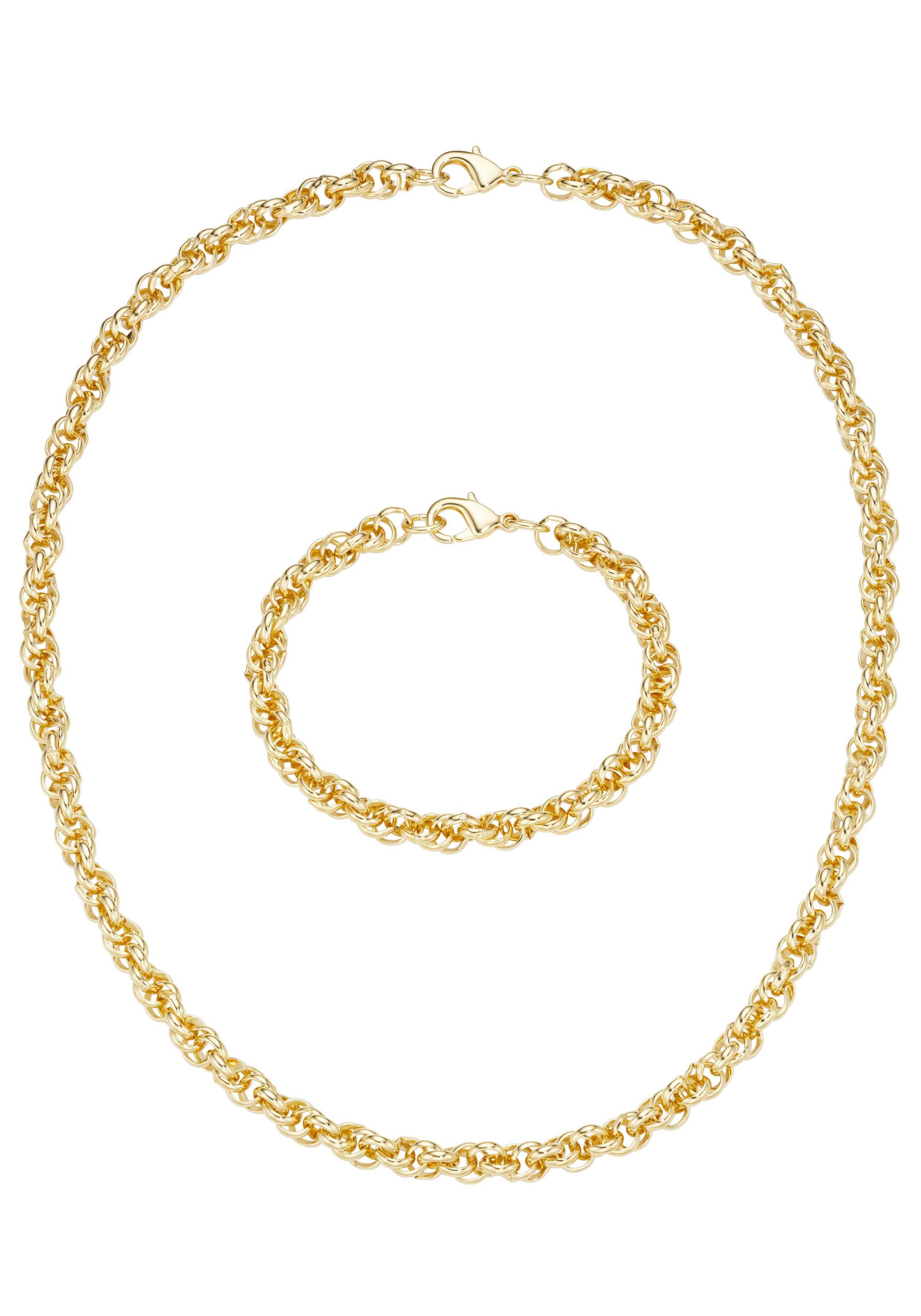 Firetti Schmuckset »Multipack Schmuck Geschenk Halskette Armkette«, (Set, 2 tlg.), Dreifache Erbskettengliederung, ca. 6,8 mm breit-Firetti 1