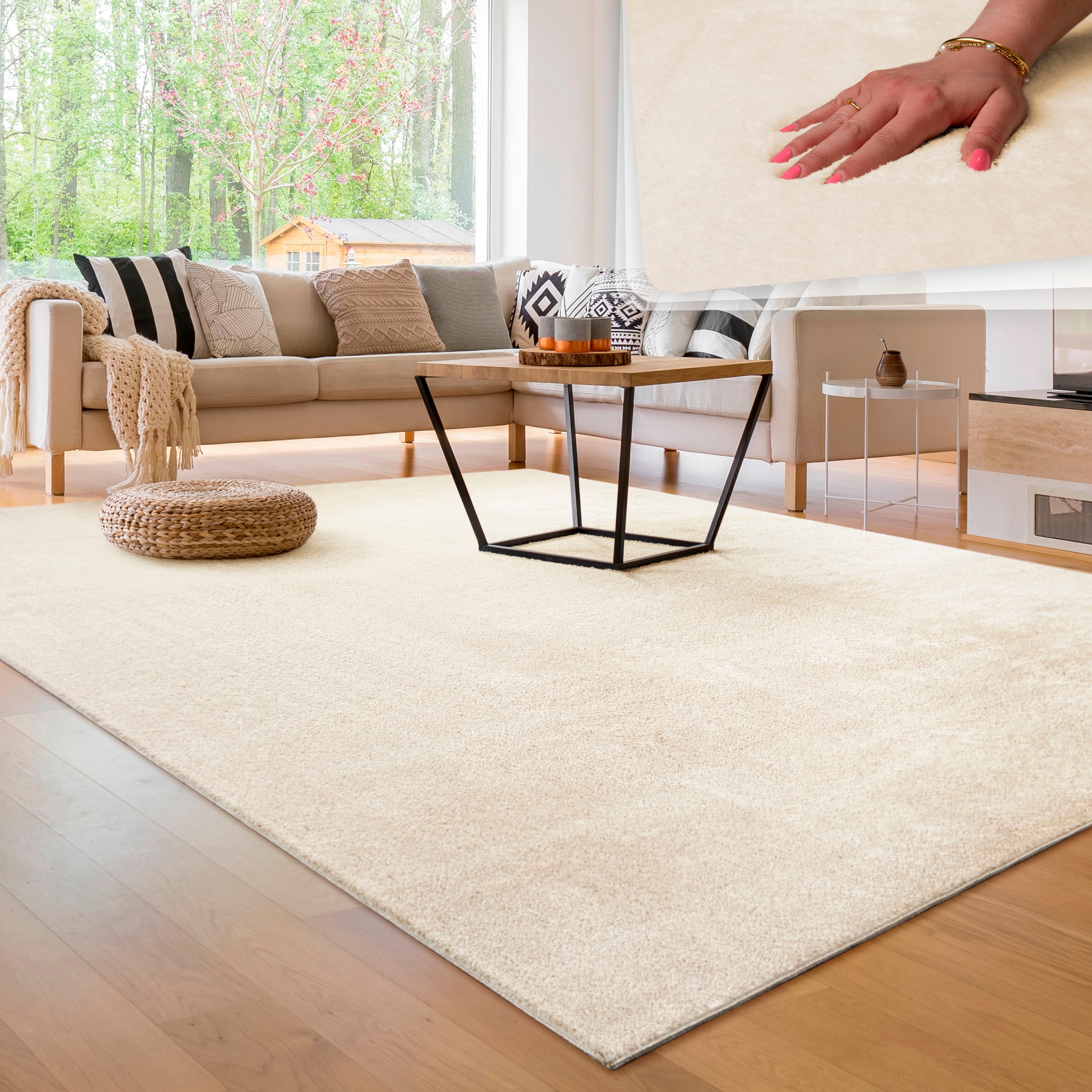 Paco Home Teppich »Cadiz 630«, rechteckig, Uni-Farben, besonders weich, auch  als Läufer erhältlich, waschbar online shoppen | Jelmoli-Versand