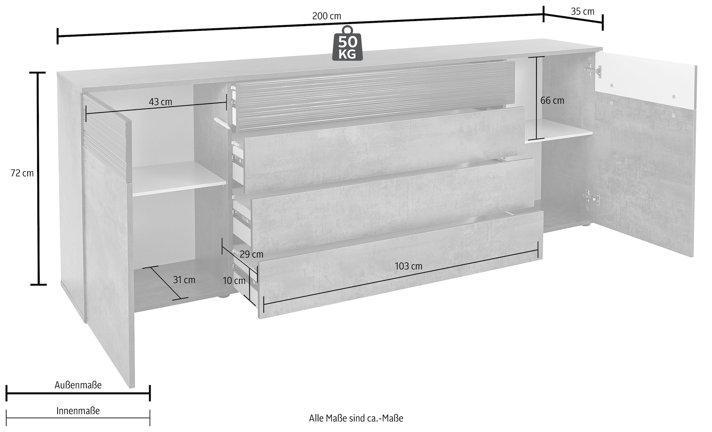 Sideboard »Florenz«, Breite kaufen cm online 200 | Jelmoli-Versand