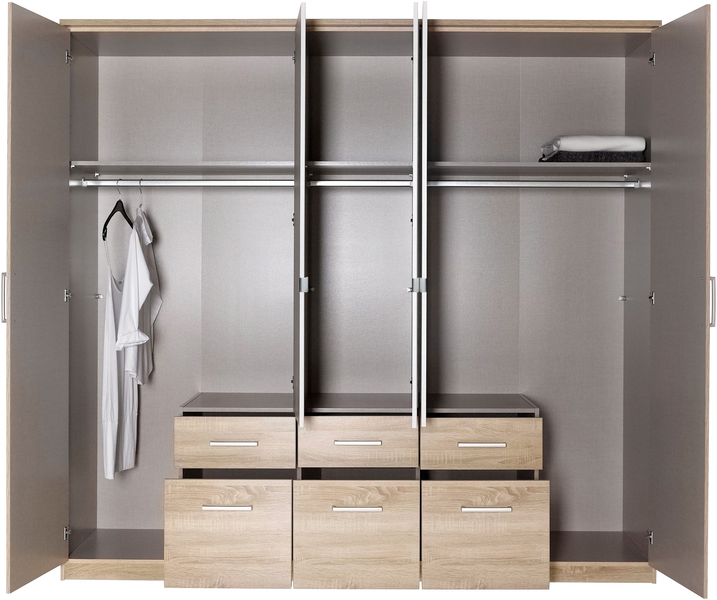 rauch Kleiderschrank »Drehtürenschrank Schrank Garderobe BURANO«, mit Schubladen und Spiegelumrandung in Farbabsetzung MADE IN GERMANY
