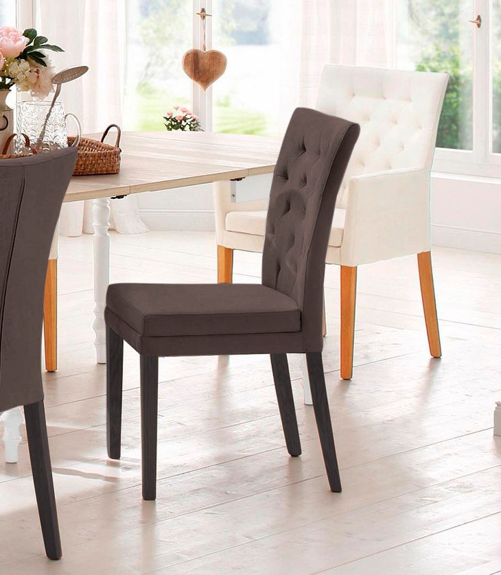 Home affaire 4-Fussstuhl »Colorado«, (Set), 6 St., Luxus-Microfaser, Beine aus Buche, wengefarben lackiert, Im 2er, 4er oder 6er-Set