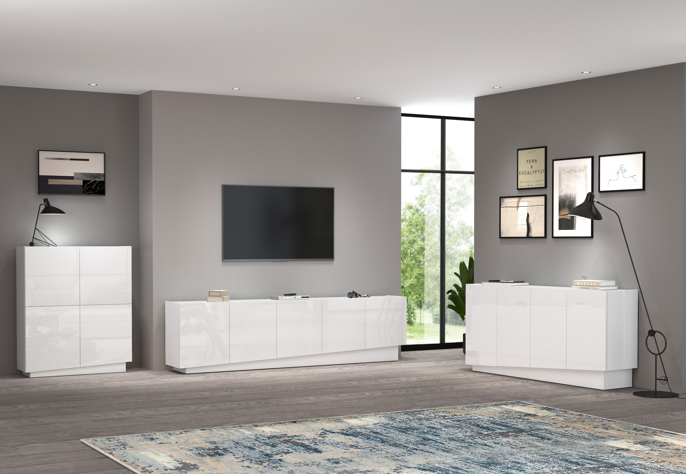 INOSIGN Highboard »VELA, Highboard, Höhe 120 cm,Design mit schrägen Türen«, (1 St.), Made in Italy, Masse-B/T/H: 100x35x120,hohes Sideboard,Anrichte,Kommode
