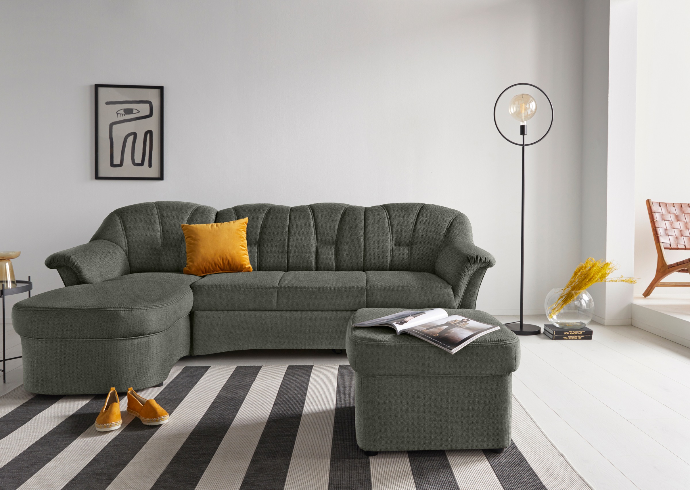 DOMO collection Ecksofa Papenburg L-Form, in grosser Farbvielfalt, wahlweise mit Bettfunktion