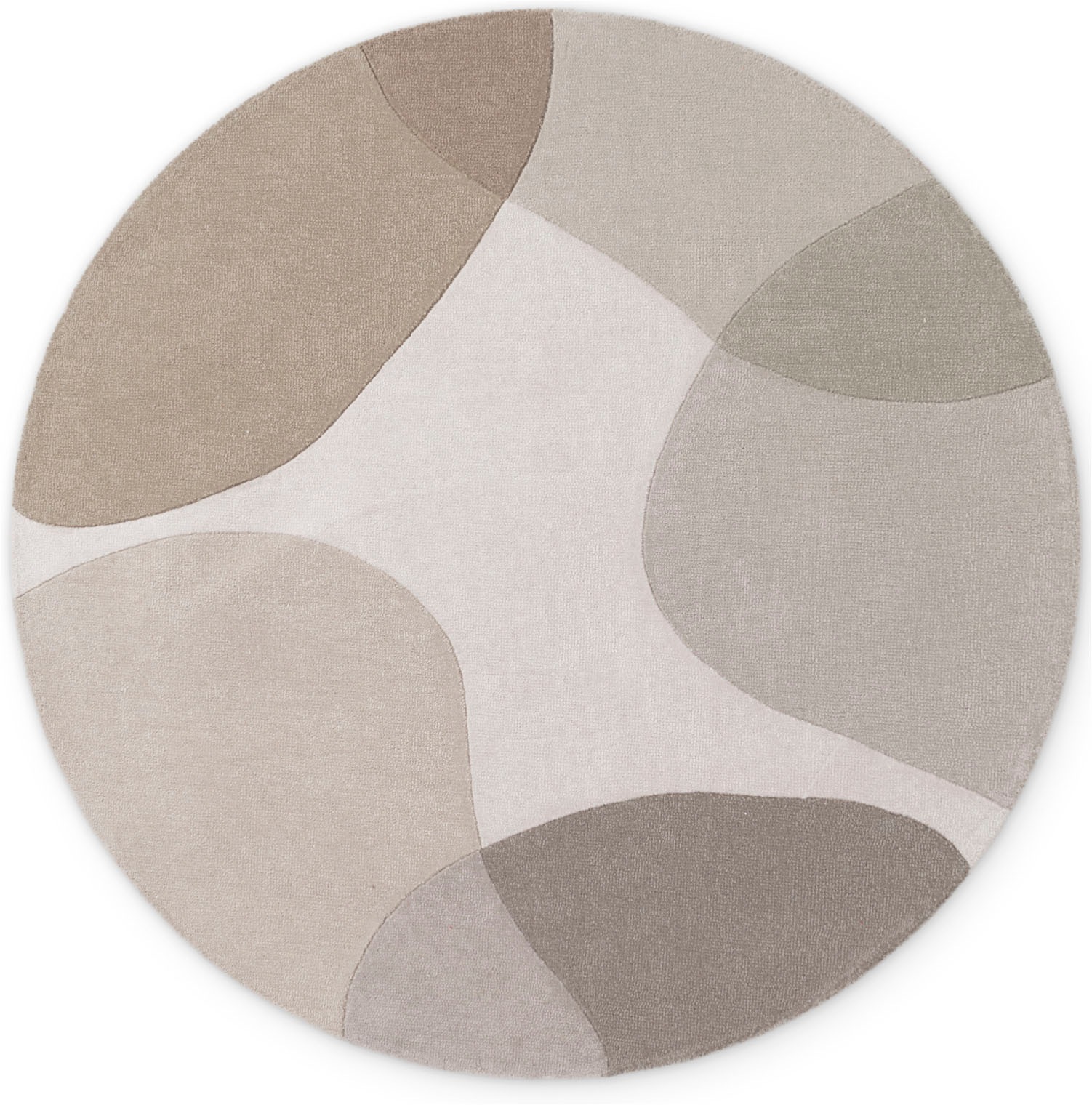 Ted Baker Hackney Wool Rug Clarissa Handwoven Abstract Living Room Rug in Beige | Size: 200cm diameter
