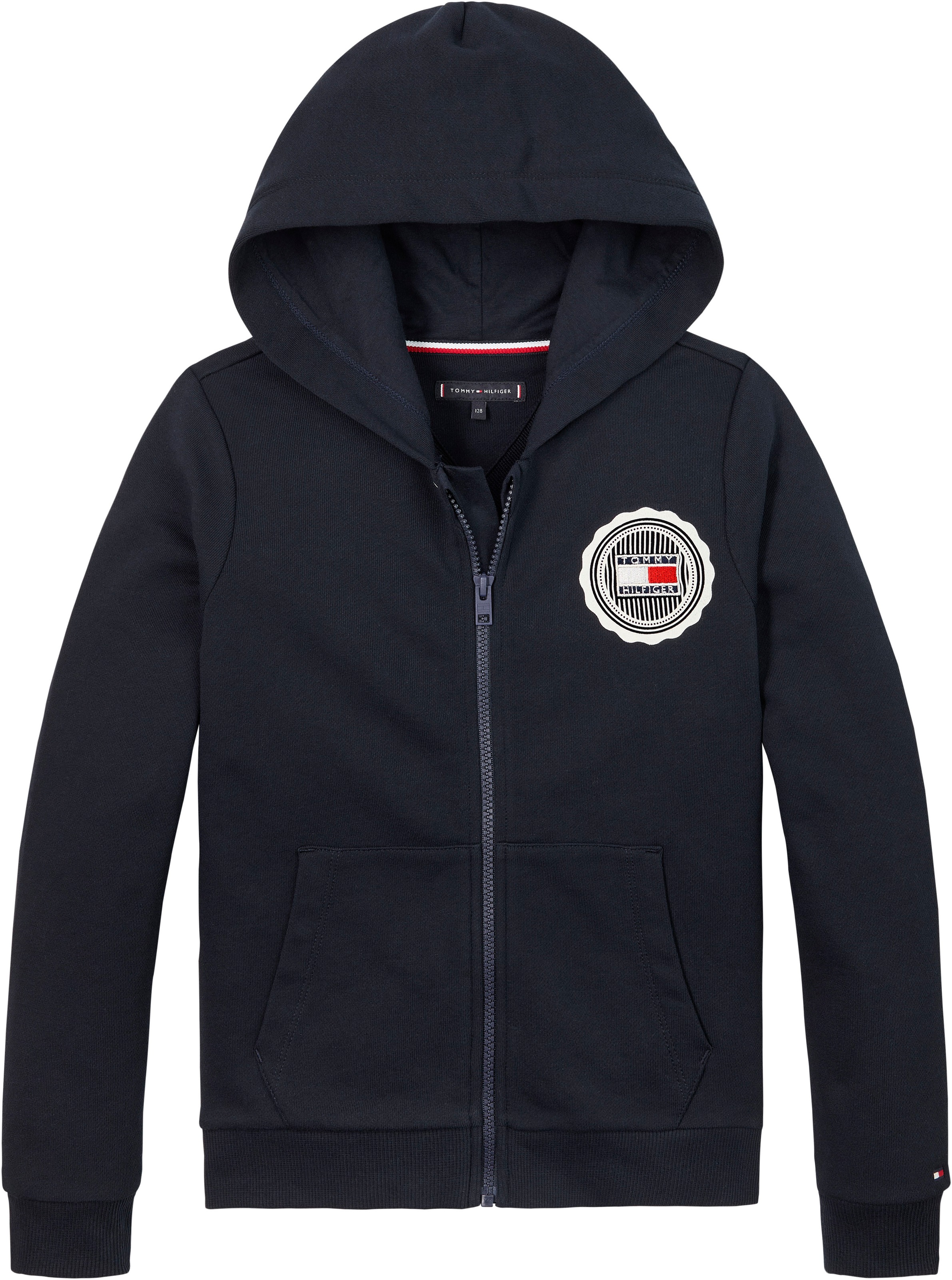 Tommy Hilfiger Sweatjacke »STAMP TOWELLING REG ZIPUP HOODIE«, Kinder bis 16 Jahre mit Logopatch