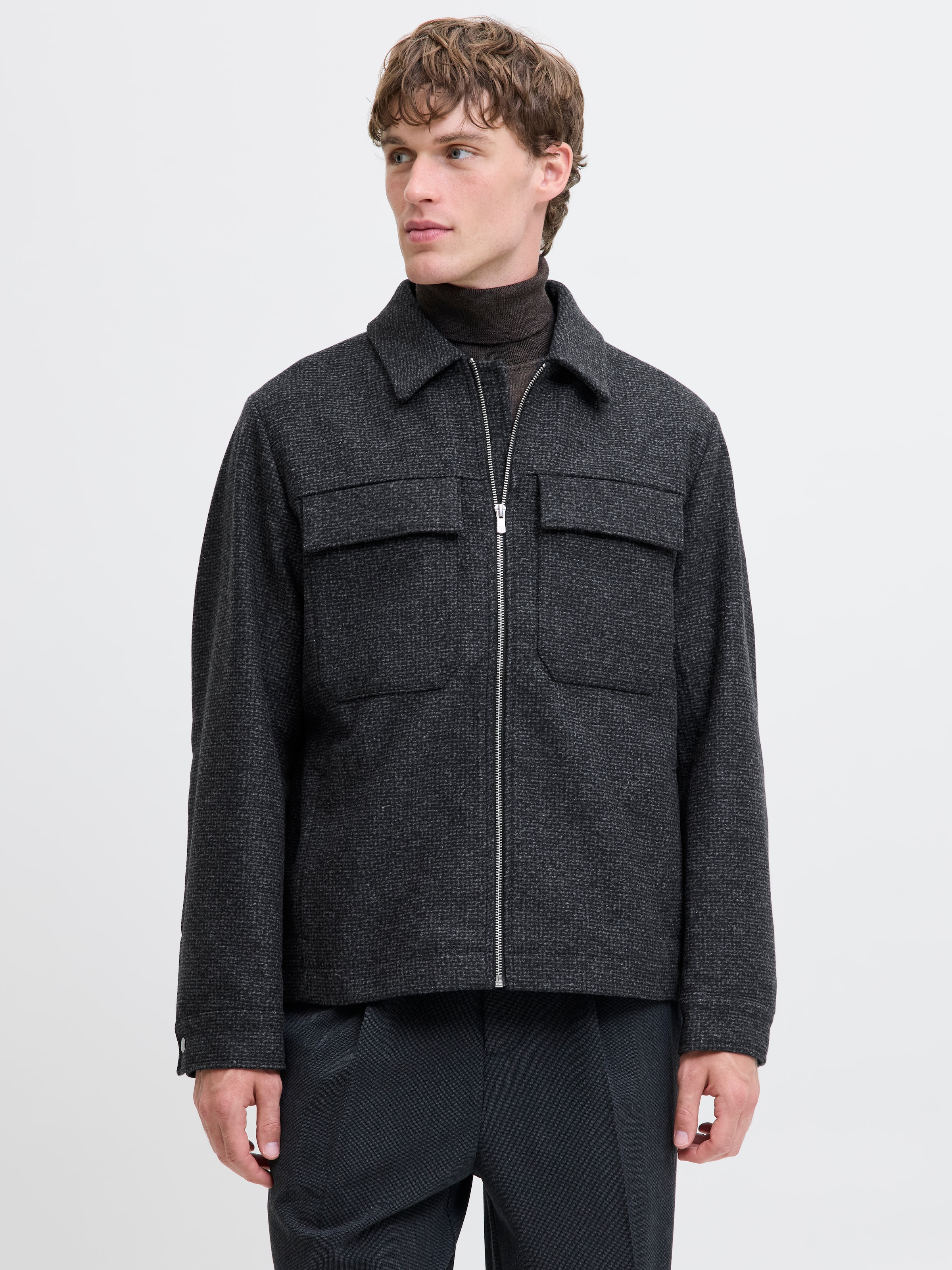 Jack & Jones Wolljacke »JPRCCRUSSEL WOOL BLEND JACKET SN« ohne Kapuze