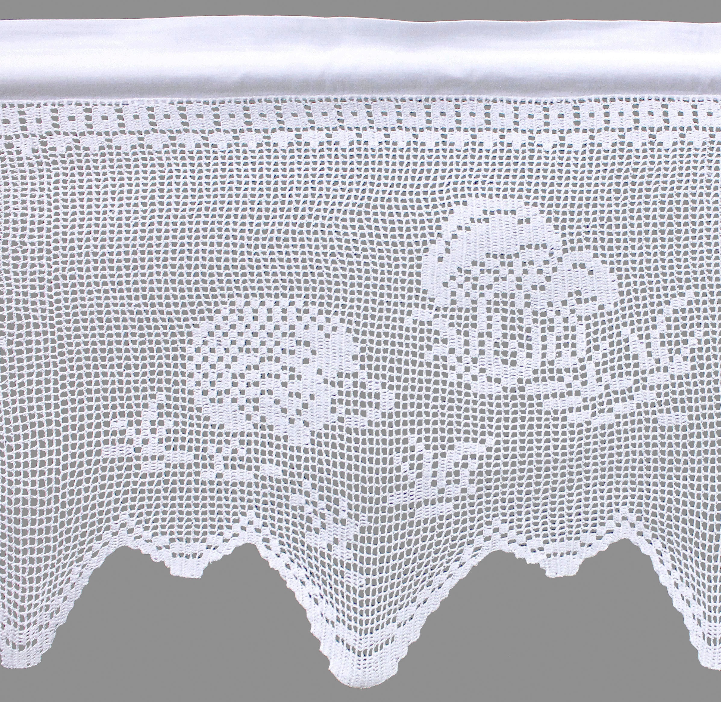 HOSSNER - ART OF HOME DECO Querbehang »Igel«, (1 St.), handgehäkelte Spitze, weiss, Baumwolle