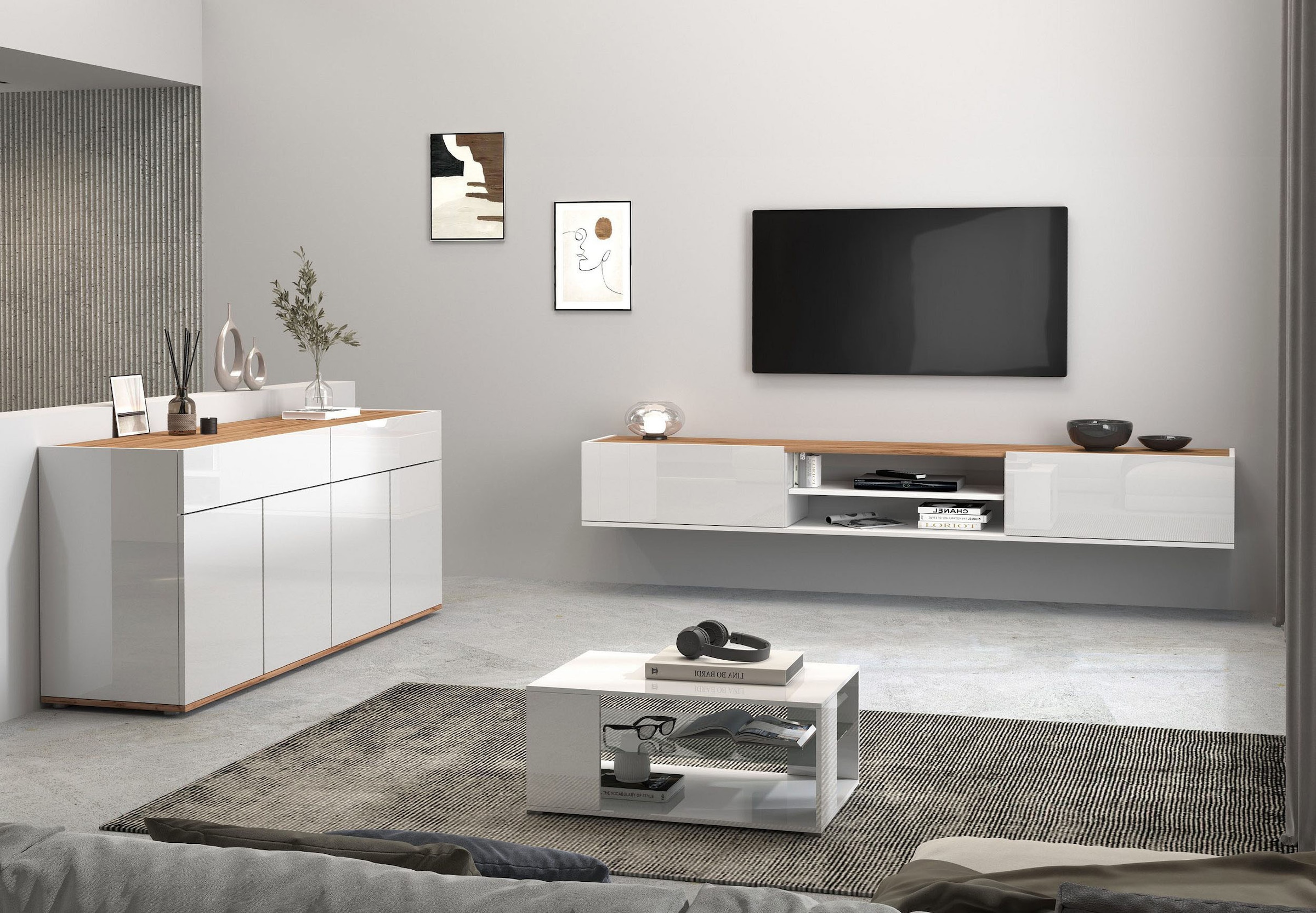 INOSIGN Sideboard »Garda, Kommode, Schrank, Kredenz«, 4 Türen, 2 Schubladen, grifflos Breite 160,1 cm