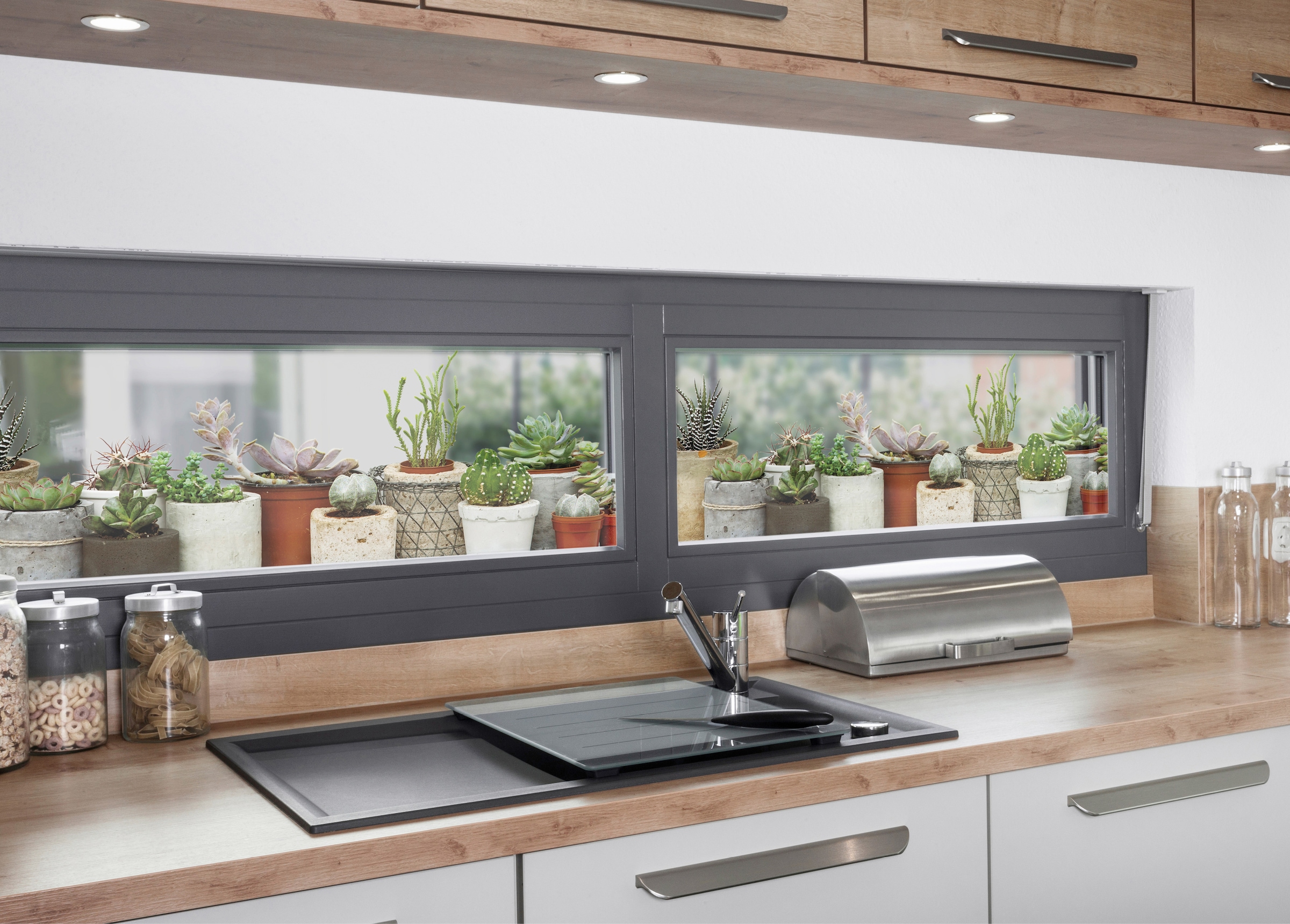 MySpotti Fensterfolie »Look Succulents«, halbtransparent, glattstatisch haftend, 200 x 30 cm, statisch haftend