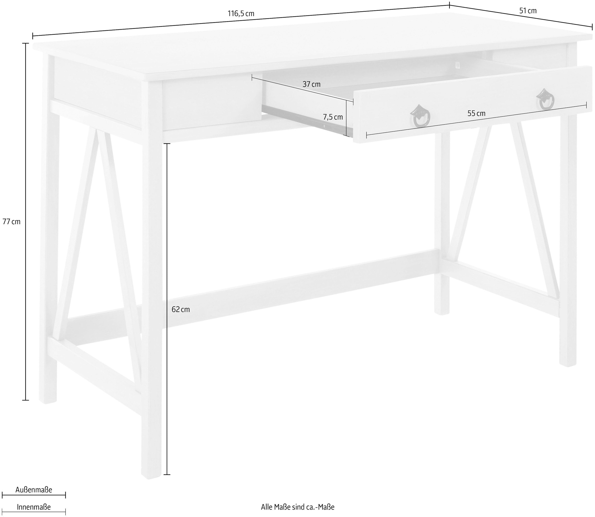 Timbers Schreibtisch »Fonville«, aus Kiefernholz, Breite 116,5 cm, Home Office, Konsolentisch