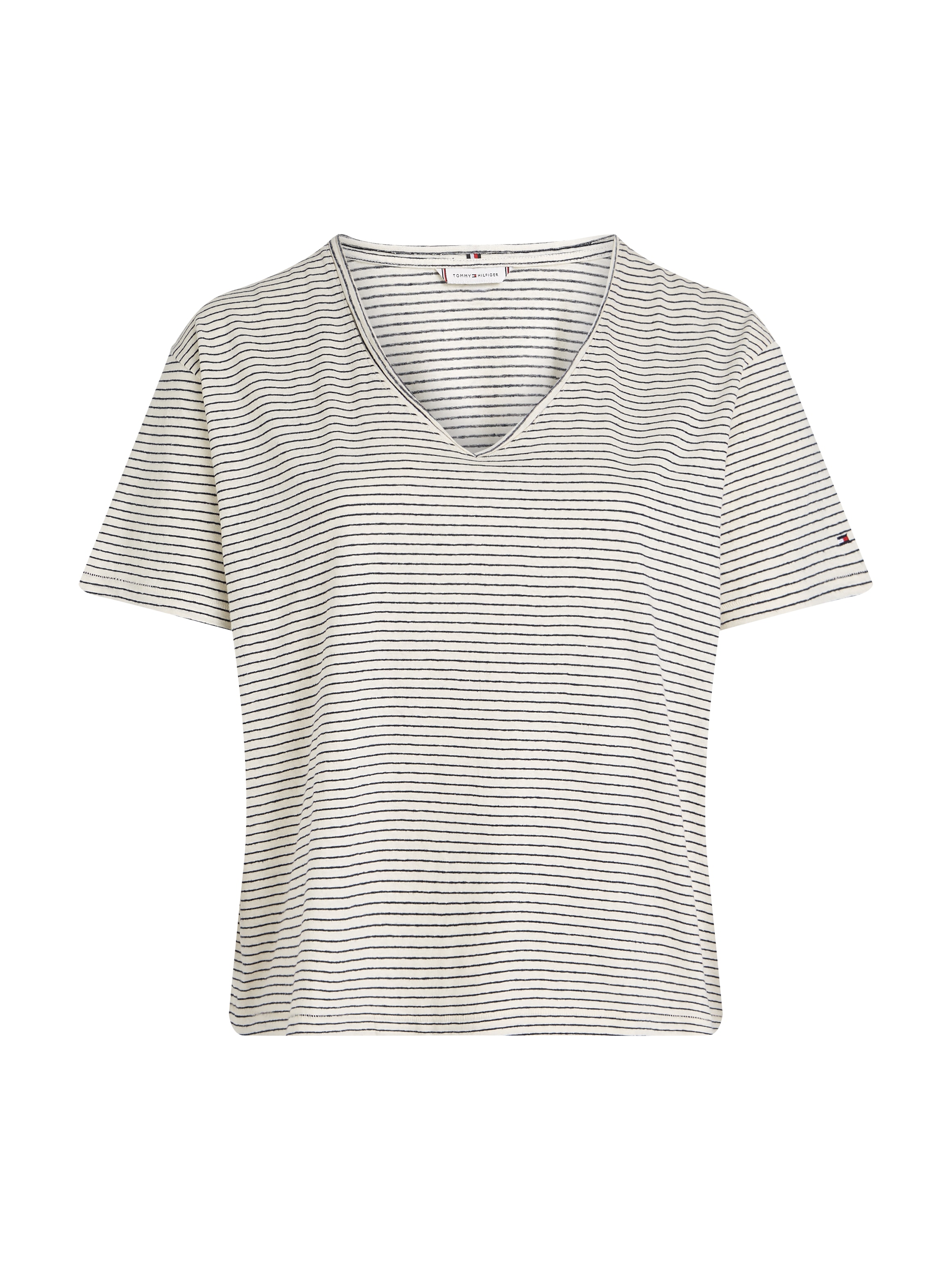 Tommy Hilfiger Curve V-Shirt »CRV MODERN CO LINEN V-NK SS«, in Grossen Grössen