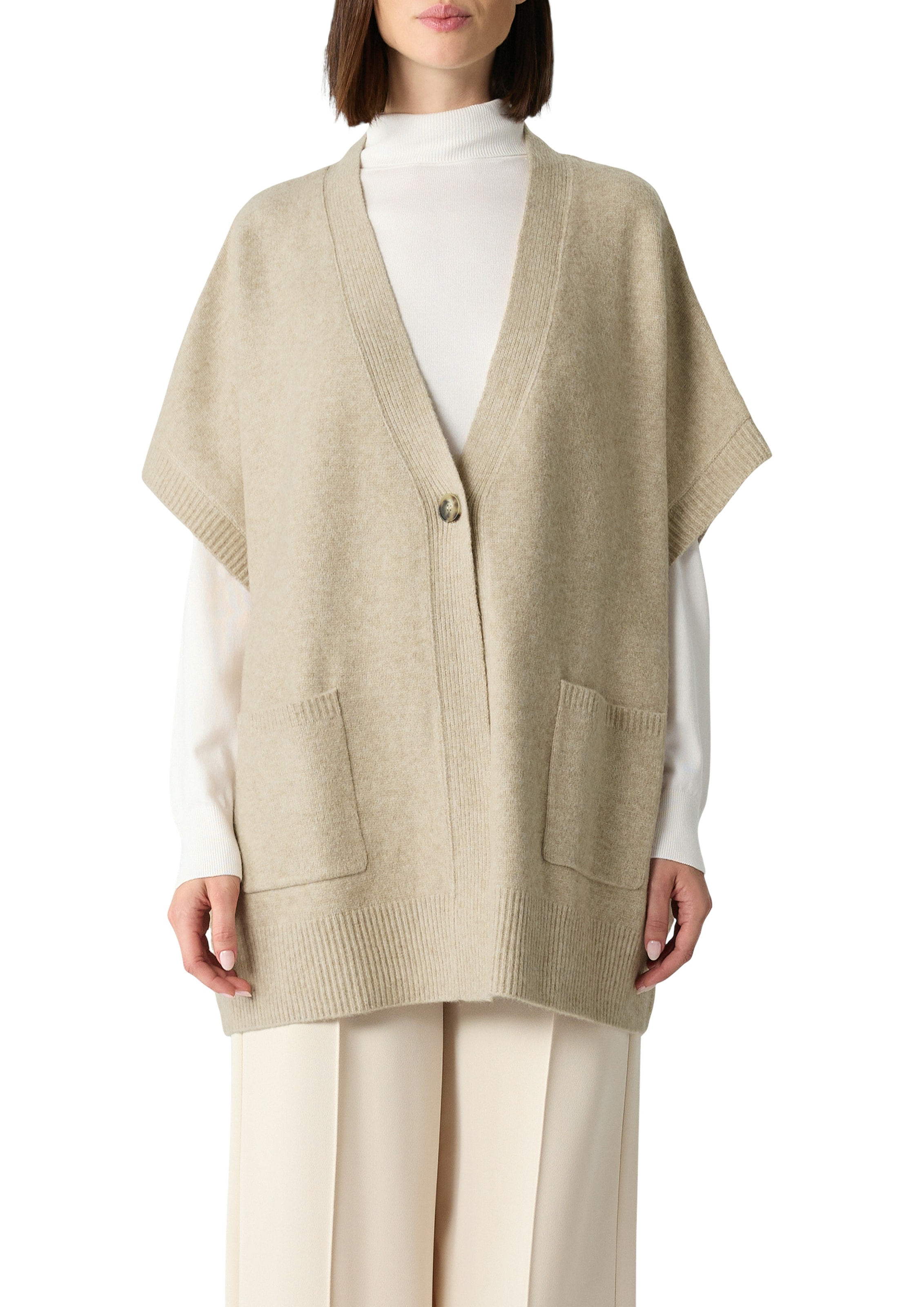 Comma Strickjacke im Poncho-Style mit 1-Knopf-Verschluss