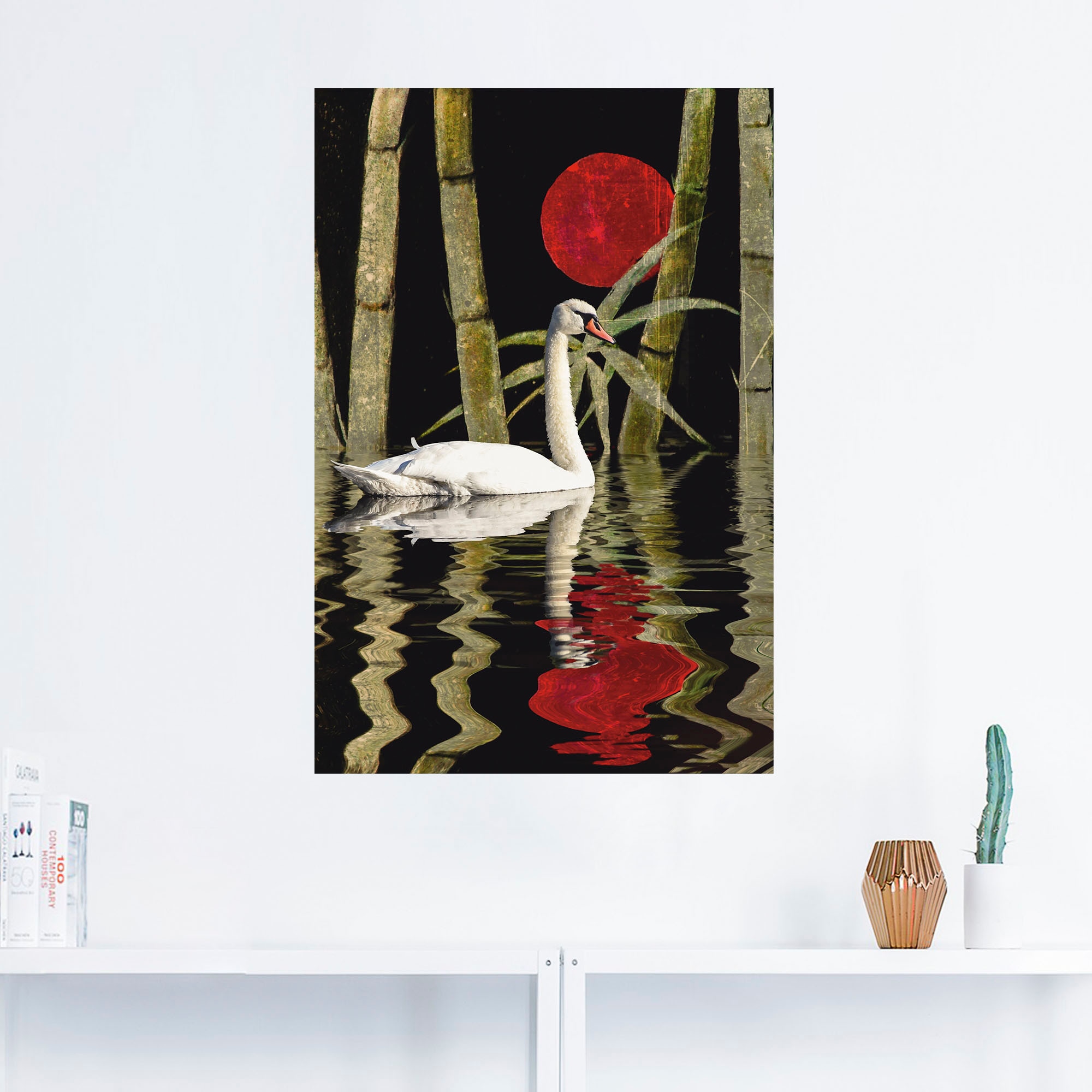 Artland Wandbild »Blutmond über dem Schwanensee«, Schwanen Bilder, (1 St.),  als Alubild, Leinwandbild, Wandaufkleber oder Poster in versch. Grössen  online bestellen | Jelmoli-Versand