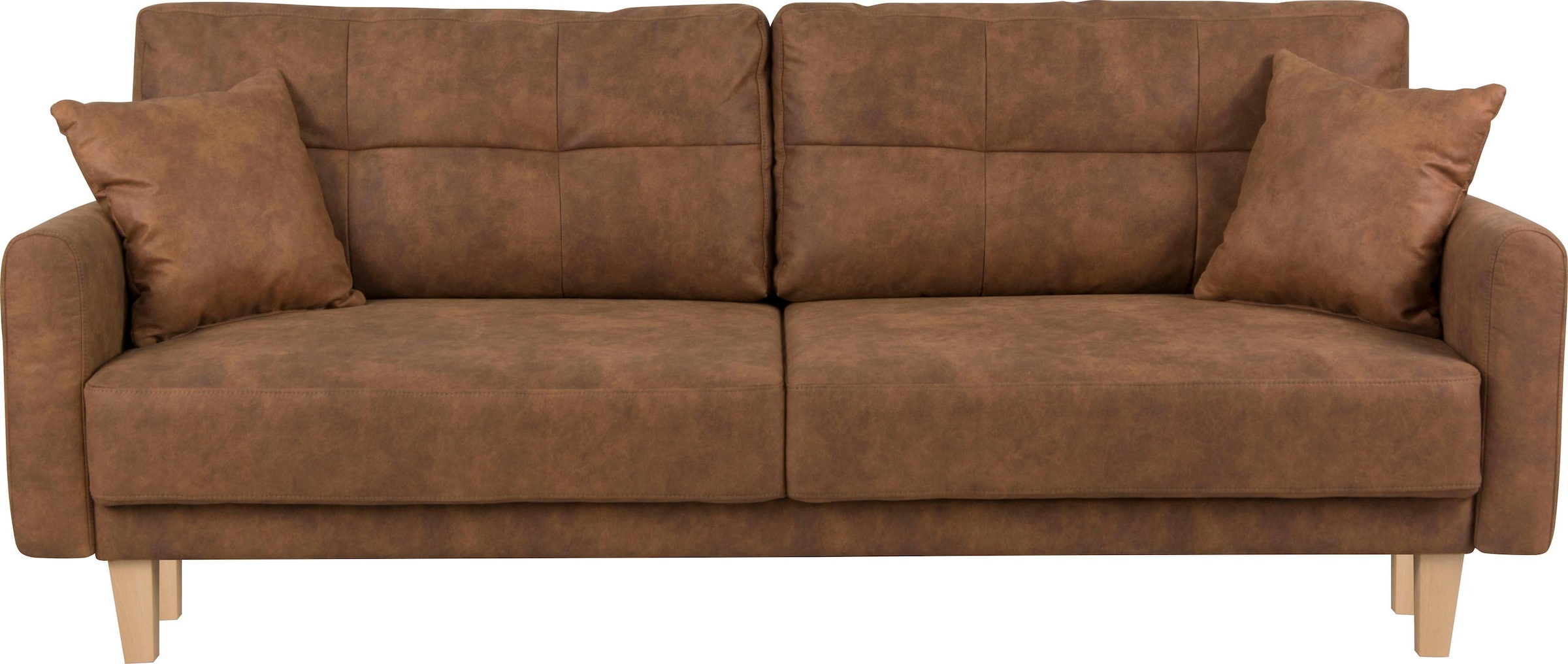 Home affaire 3-Sitzer »TRIPLO optionale Schlafsofa mit Bettkasten, Masse B/T/H: 215/100/89 cm«, Wahlweise Bettfunktion - Liegefläche 145x191 cm, Rücken-, Zierkissen