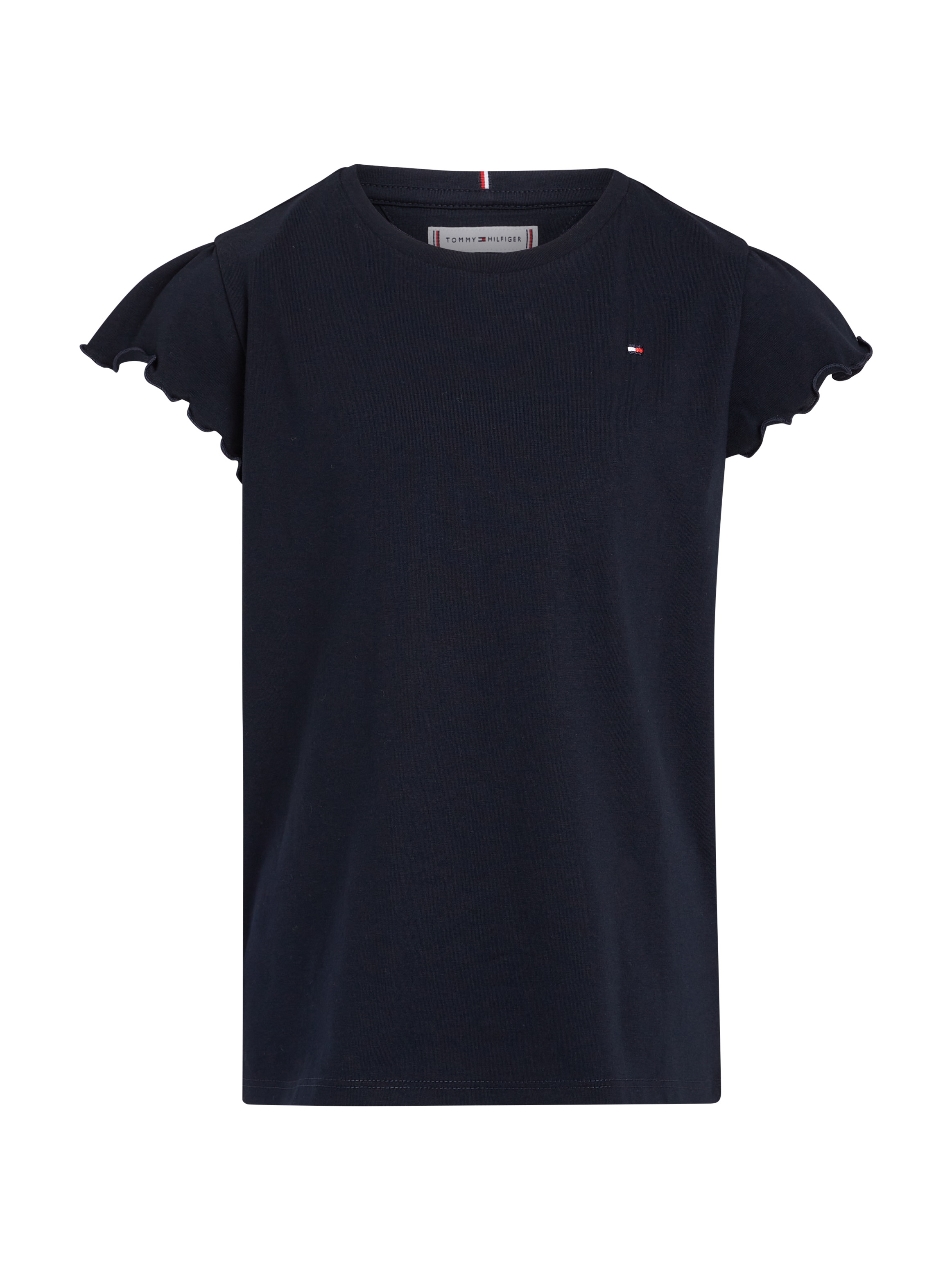 Tommy Hilfiger T-Shirt »ESSENTIAL RUFFLE SLEEVE TOP«, mit gewelltem Ärmelabschluss