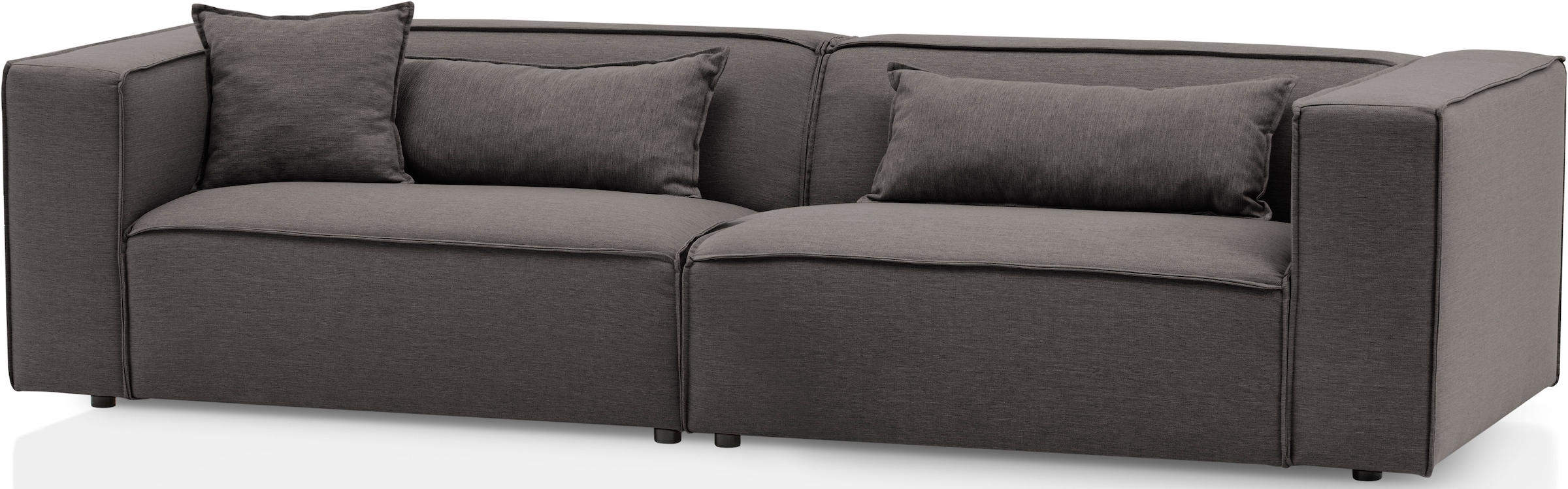 LeGer Home by Lena Gercke 3-Sitzer »PIARA, Couch mit Kedernaht, Sofa in Cord oder Leinenoptik«, schwarze Füsse, bequemer Sitzkomfort
