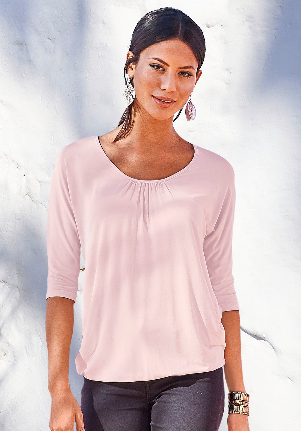 LASCANA 3/4-Arm-Shirt, online am zarter Ausschnitt bei Schweiz kaufen Raffung Jelmoli-Versand mit