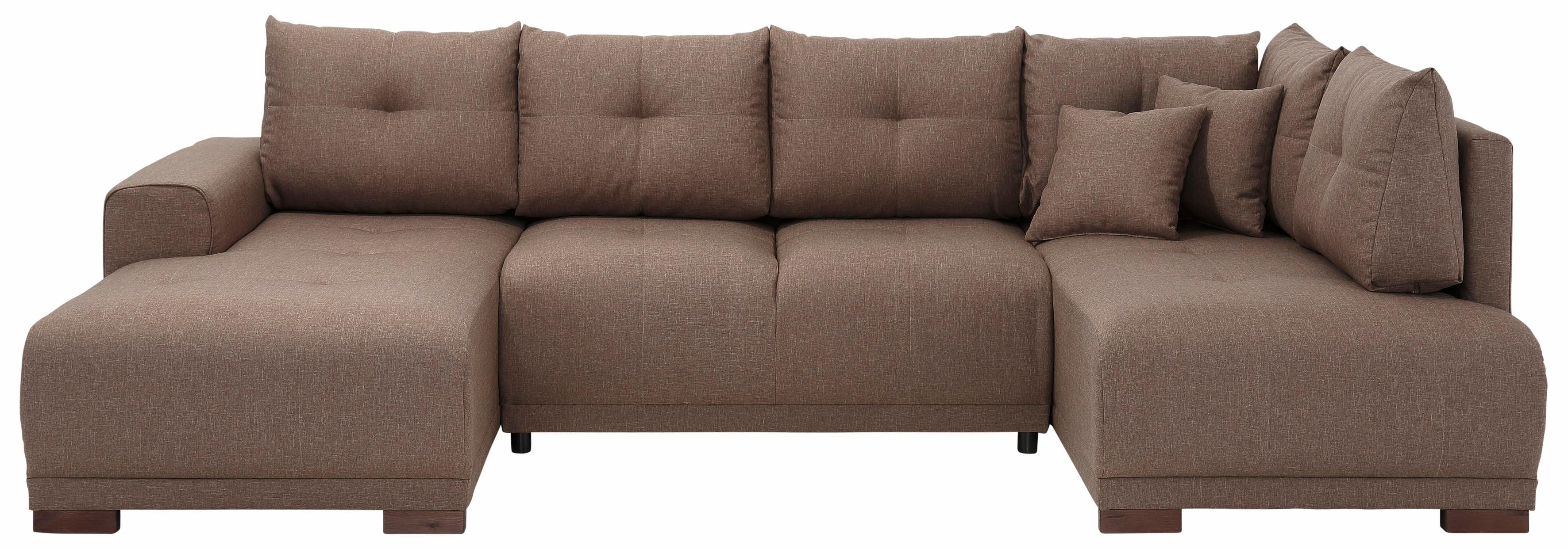 Home affaire Wohnlandschaft "Viborg U-Form" mit Regal in der Armlehne, wahlweise mit Bettfunktion