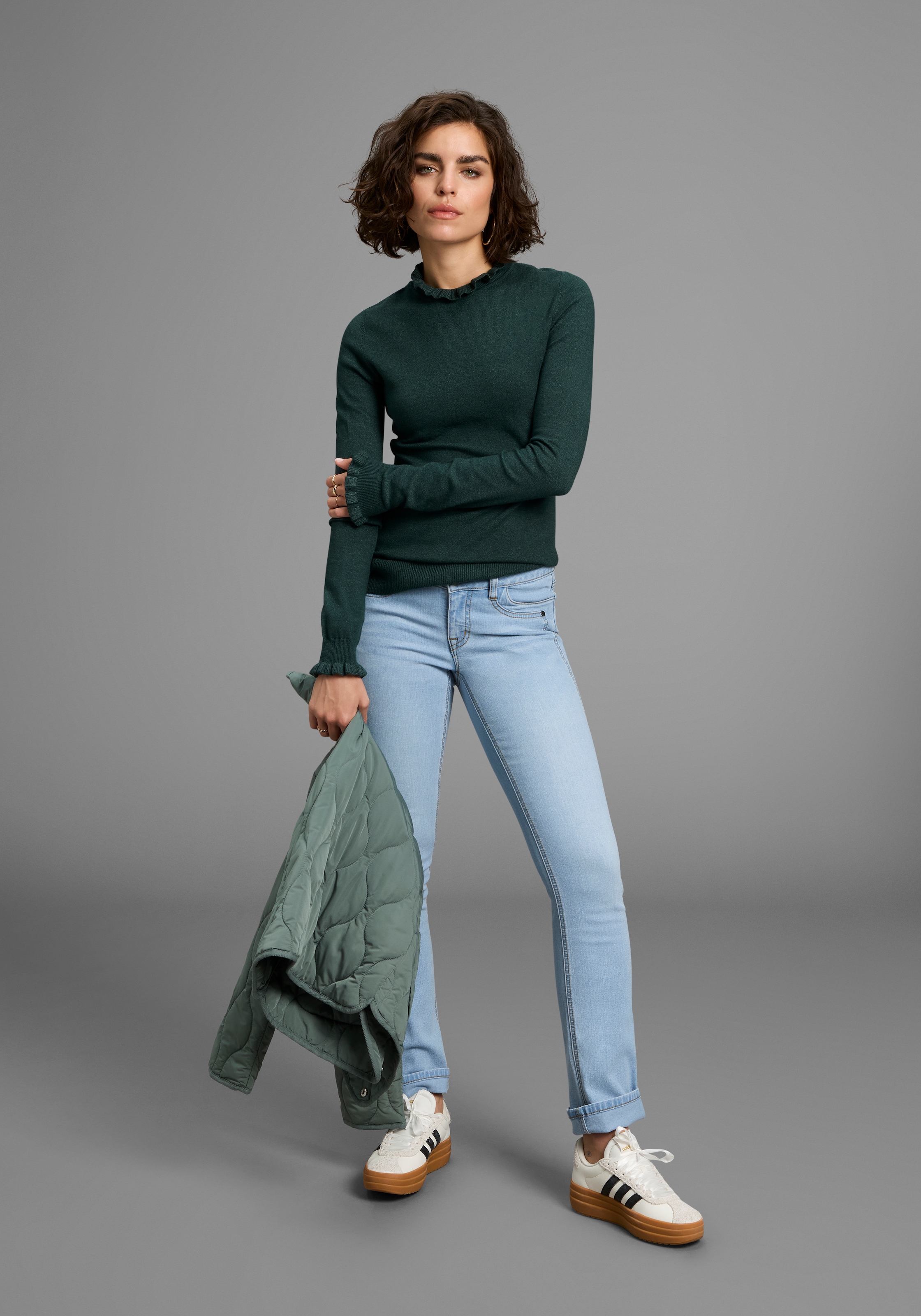 Laura Scott Stehkragenpullover, mit Volantdetails - NEUE KOLLEKTION