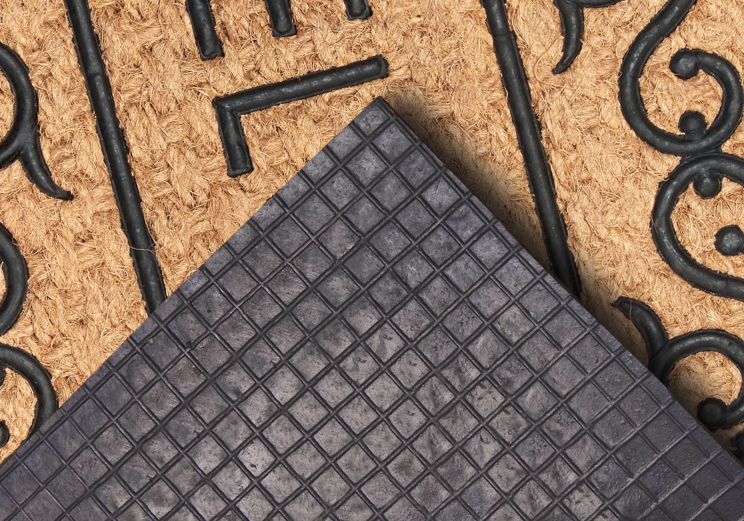 HANSE Home Fussmatte »Mix Mats Gummi-Kokos Welcome Floral Border, Türmatte«, rechteckig, 15 mm Höhe, Kokos, Gummi, Schmutzfangmatte, Outdoor, Rutschfest, Innen, Kokosmatte