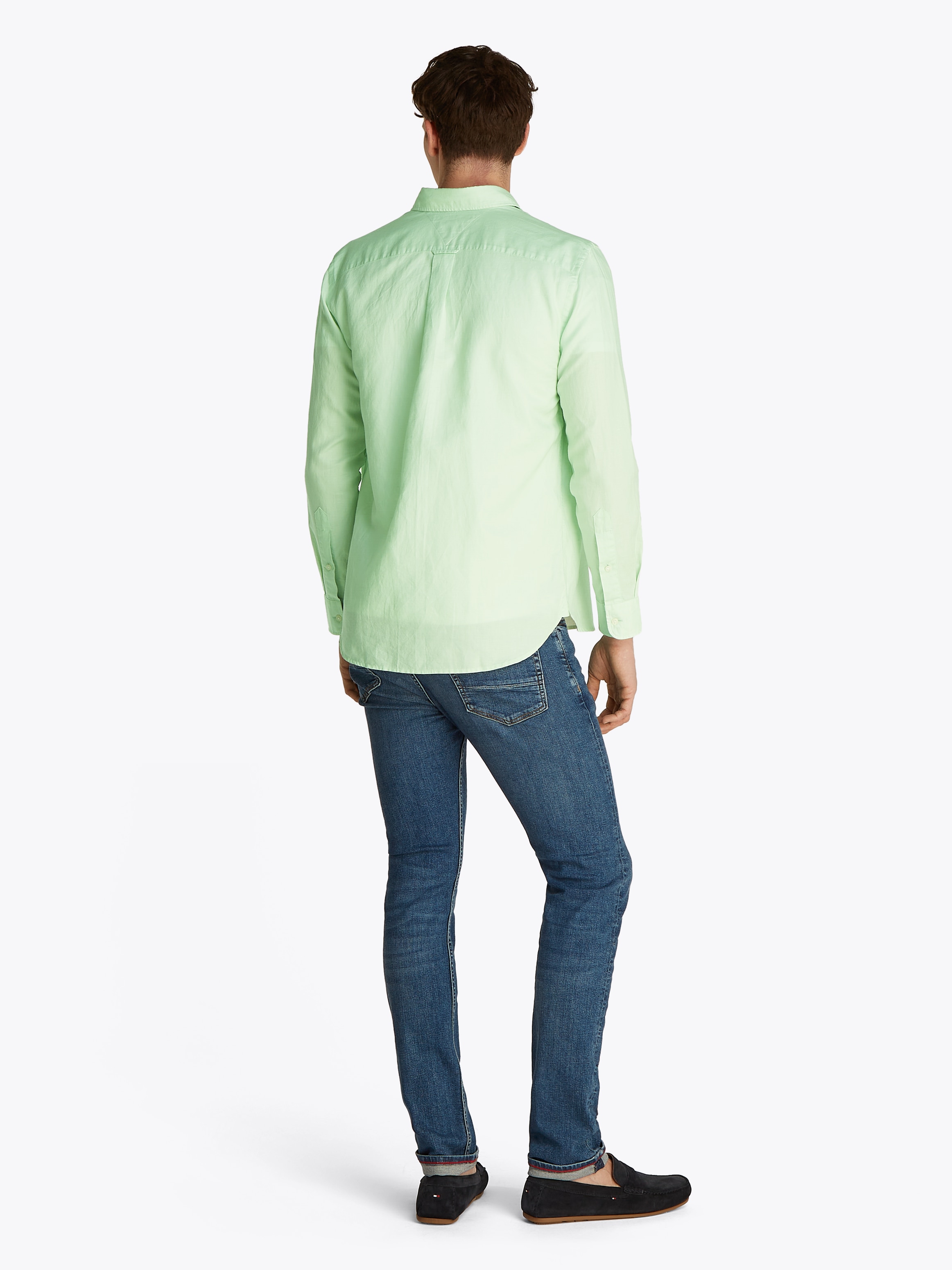 Tommy Hilfiger Langarmhemd »LINEN BLEND SOLID RF SHIRT«, mit Button-down-Kragen