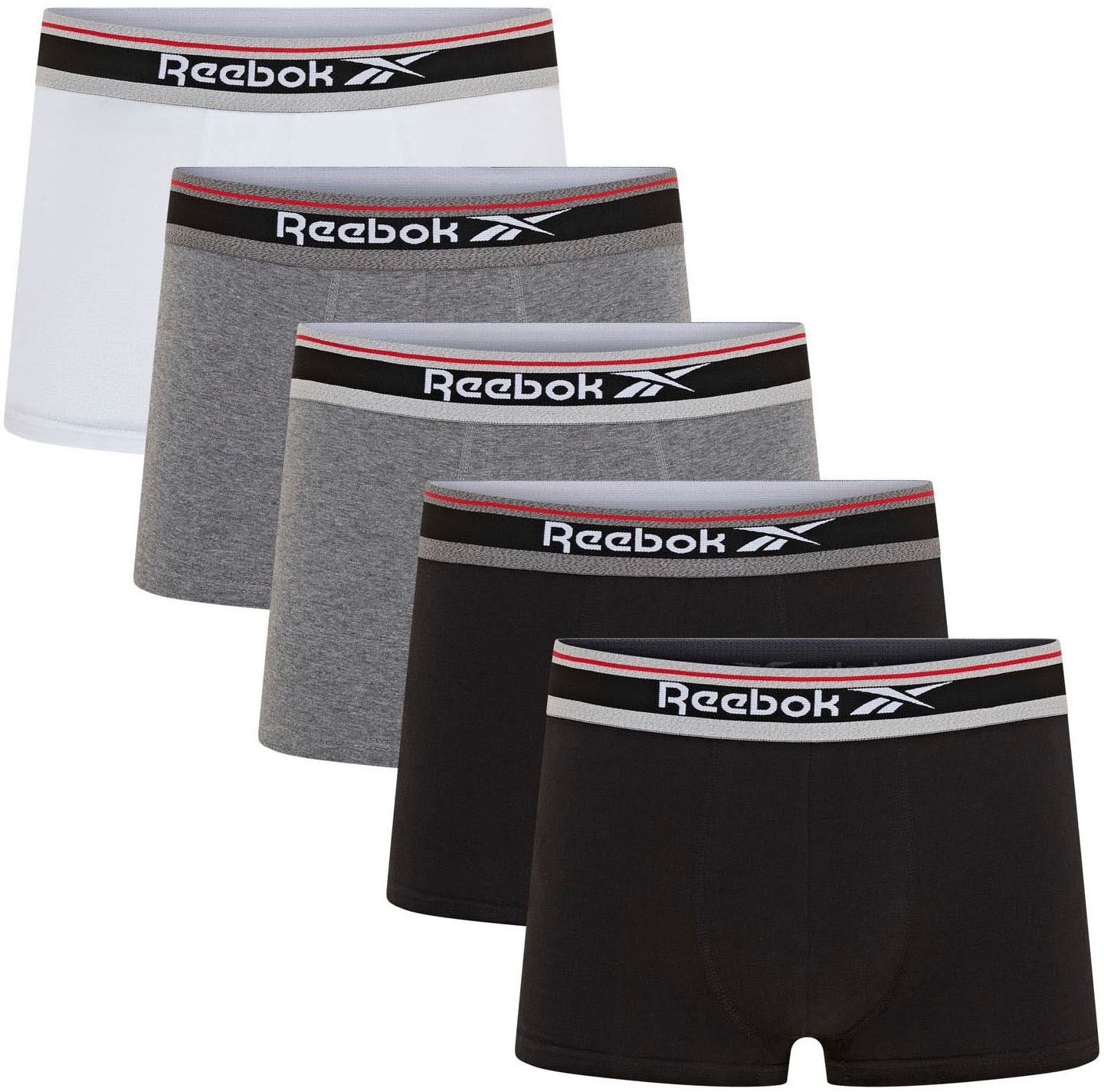 Reebok Boxer »JAY« 5er Pack, basic, bequem, weich, mit Logo, breiter Bund, Baumwollmix