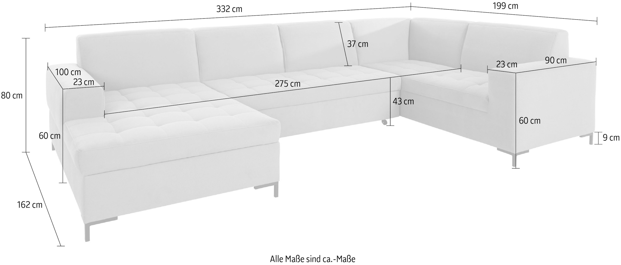 GOODproduct Wohnlandschaft »Grazzo U-Form«, hochwertige Stoffe aus recyceltem Material, Steppung im Sitzbereich