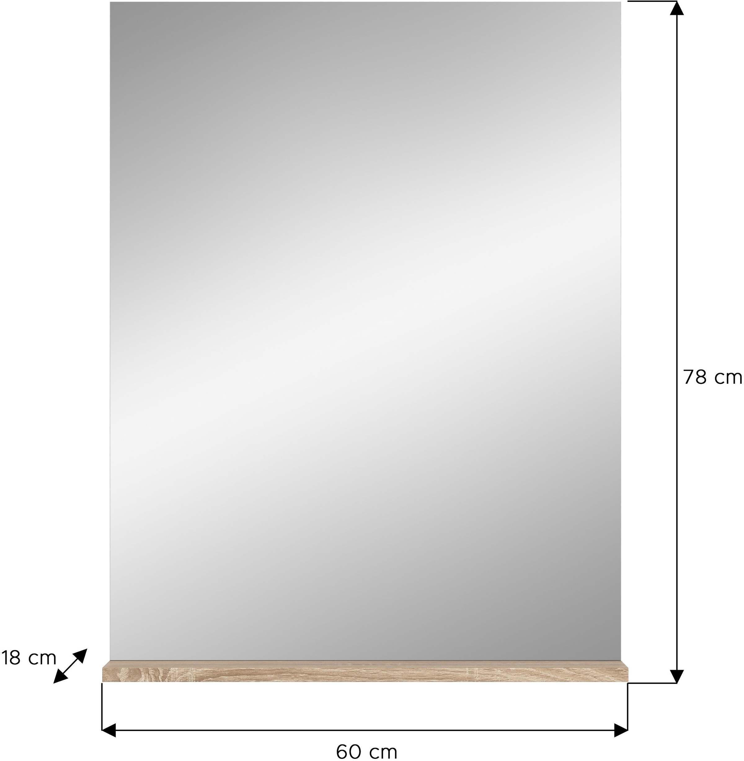 INOSIGN Badspiegel »Siena, Breite 60cm, 1 Ablageboden, hochwertiges Spiegelglas«, in verschiedenen Farben erhältlich, Badmöbel, Spiegel, Badezimmer