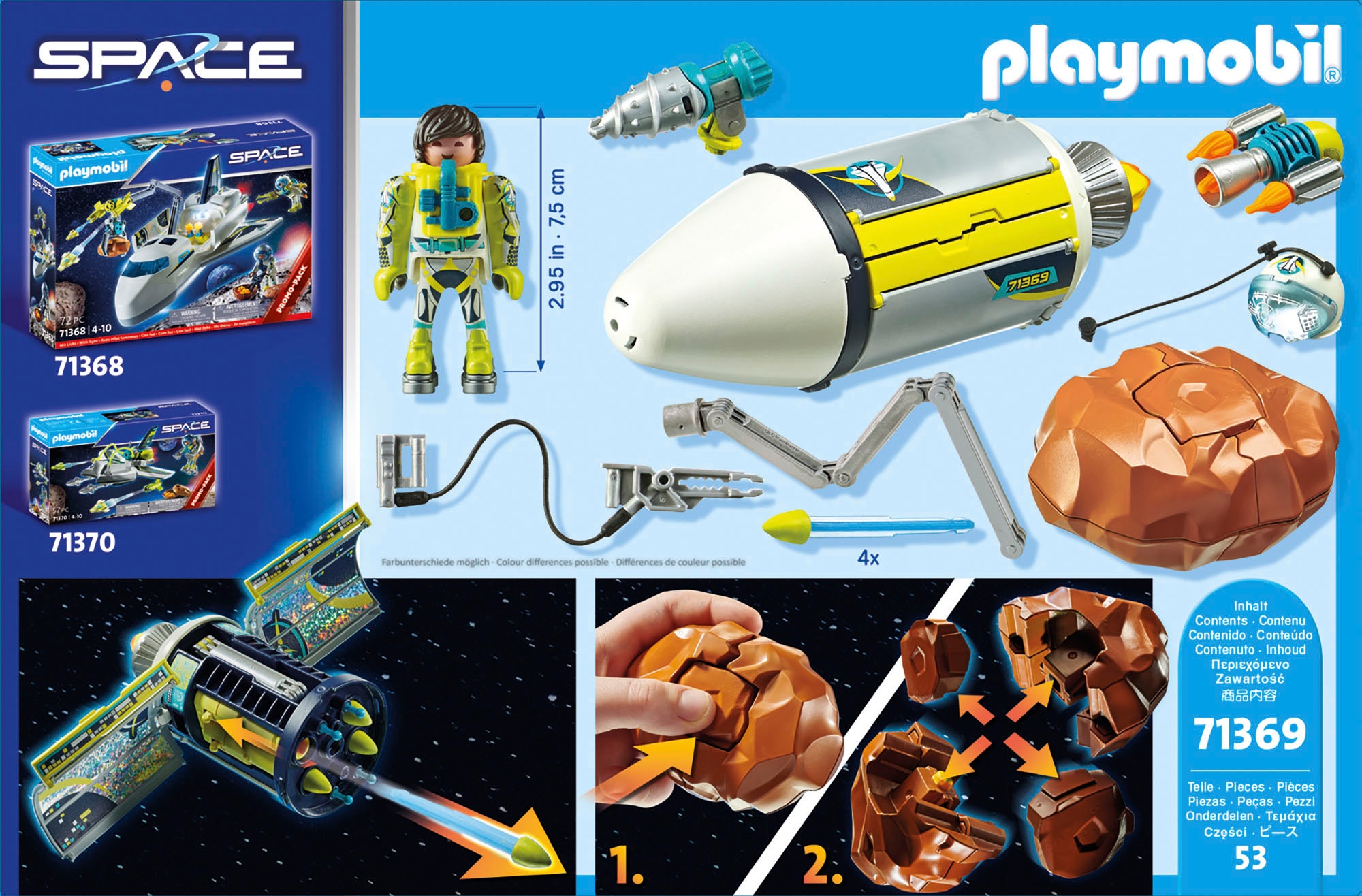 Playmobil® Konstruktions-Spielset »Meteoroiden-Zerstörer (71369), Space«, (53 St.)