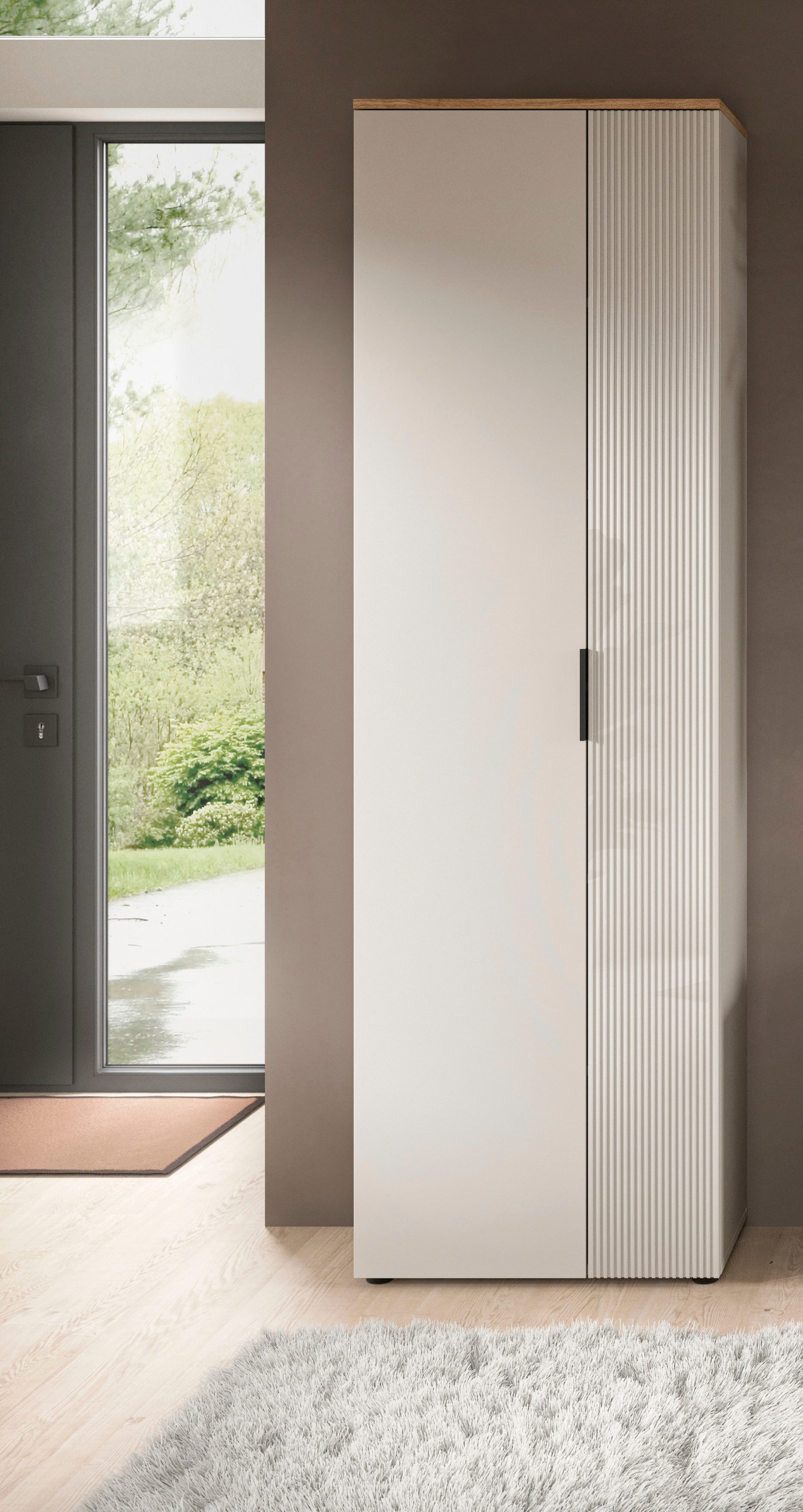 Home affaire Garderobenschrank "EDIL, Höhe 190cm, 2 Türen, 5 Böden, 6 Fächer" moderne Farbkombination, Platz für ca. 18 Paar Schuhe, Kleiderschrank, Flurschrank, Hochschrank, Stauraumschrank