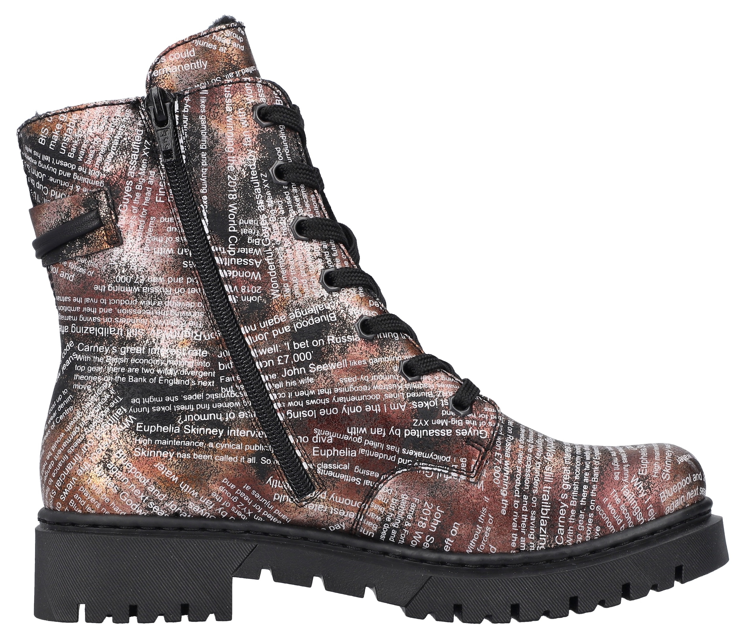 Rieker Winterstiefelette, Schnürboots, Stiefelette, Blockabsatz, mit Innenreissverschluss