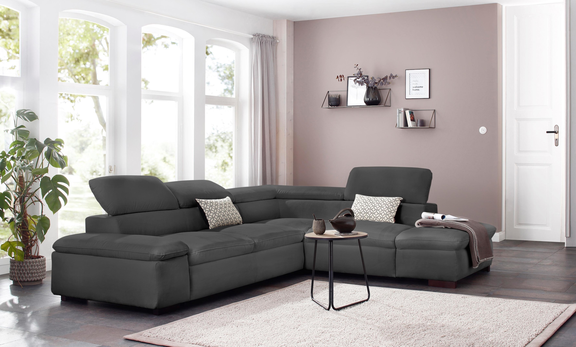 Home affaire Ecksofa »Alberto L-Form«, mit Kopfteilverstellung, wahlweise mit Bettfunktion